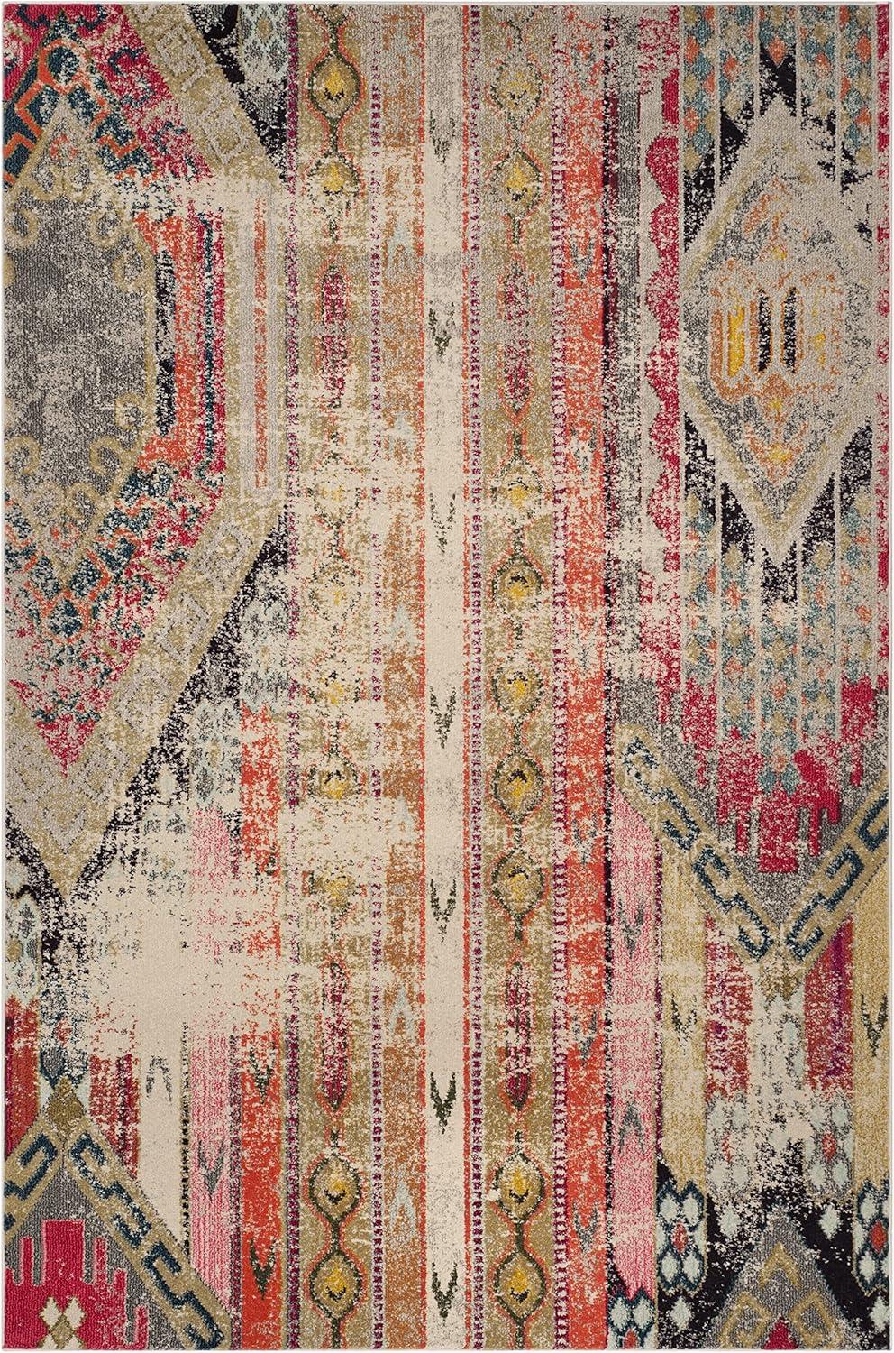 image:imageSAFAVIEH Monaco Collection Area Rug 51 x 77 Multi Boho Chic Tribal Distressed Design NonShedding amp Easy Care Ideal for High Traffic Areas in Living Room Bedroom MNC222FLight GreyMulti