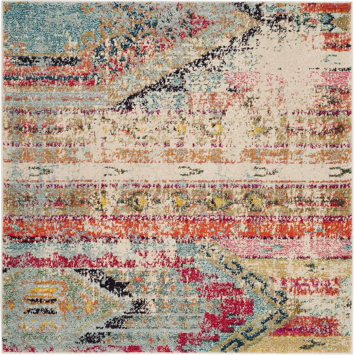 image:imageSAFAVIEH Monaco Collection Area Rug 51 x 77 Multi Boho Chic Tribal Distressed Design NonShedding amp Easy Care Ideal for High Traffic Areas in Living Room Bedroom MNC222FMulti Color
