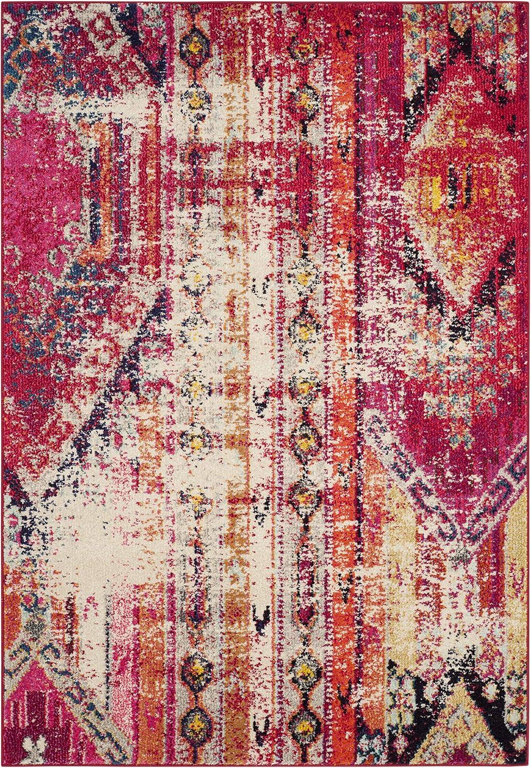 image:imageSAFAVIEH Monaco Collection Area Rug 51 x 77 Multi Boho Chic Tribal Distressed Design NonShedding amp Easy Care Ideal for High Traffic Areas in Living Room Bedroom MNC222FMagentaMulti