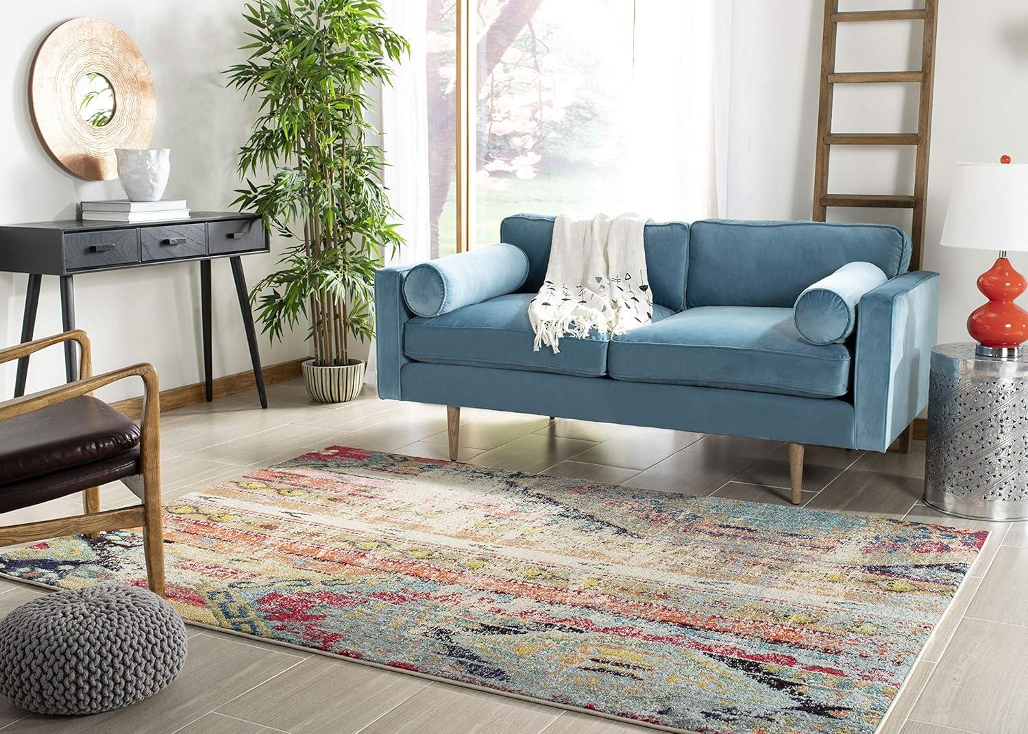 image:imageSAFAVIEH Monaco Collection Area Rug 51 x 77 Multi Boho Chic Tribal Distressed Design NonShedding amp Easy Care Ideal for High Traffic Areas in Living Room Bedroom MNC222FMulti Color