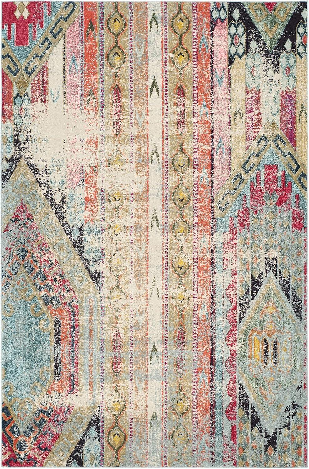 image:imageSAFAVIEH Monaco Collection Area Rug 51 x 77 Multi Boho Chic Tribal Distressed Design NonShedding amp Easy Care Ideal for High Traffic Areas in Living Room Bedroom MNC222FMulti Color