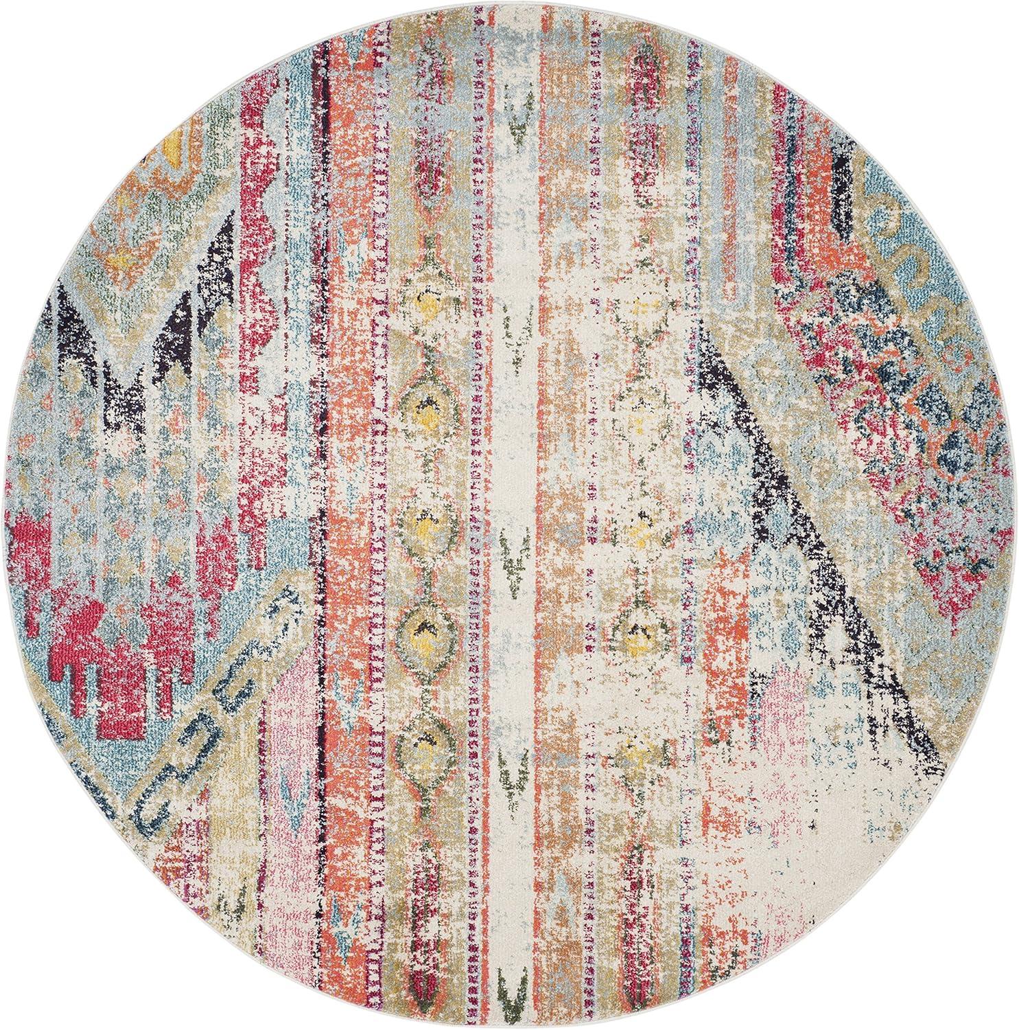 image:imageSAFAVIEH Monaco Collection Area Rug 51 x 77 Multi Boho Chic Tribal Distressed Design NonShedding amp Easy Care Ideal for High Traffic Areas in Living Room Bedroom MNC222FMulti Color