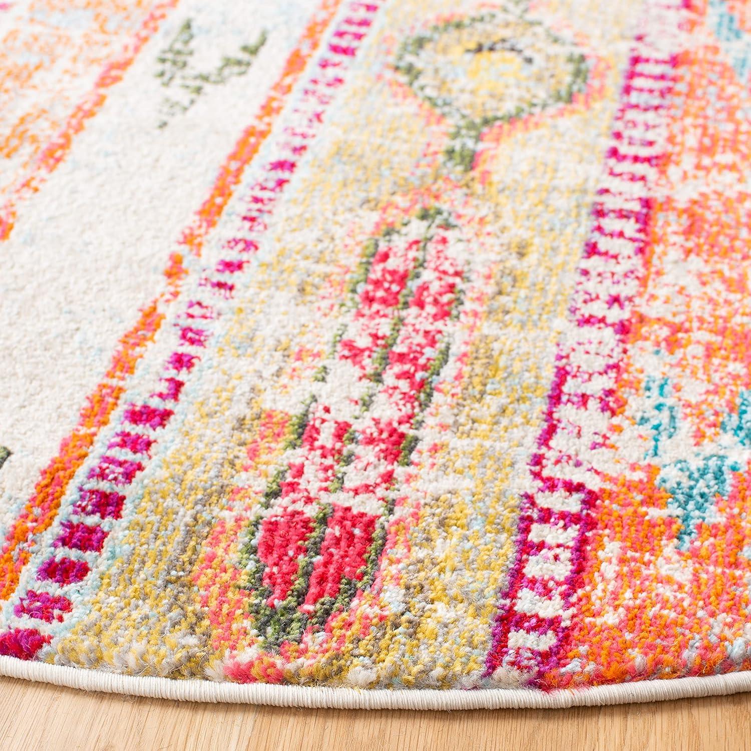 image:imageSAFAVIEH Monaco Collection Area Rug 51 x 77 Multi Boho Chic Tribal Distressed Design NonShedding amp Easy Care Ideal for High Traffic Areas in Living Room Bedroom MNC222FMulti Color