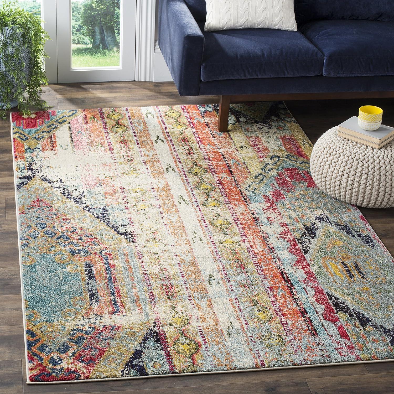 image:imageSAFAVIEH Monaco Collection Area Rug 51 x 77 Multi Boho Chic Tribal Distressed Design NonShedding amp Easy Care Ideal for High Traffic Areas in Living Room Bedroom MNC222FMulti Color