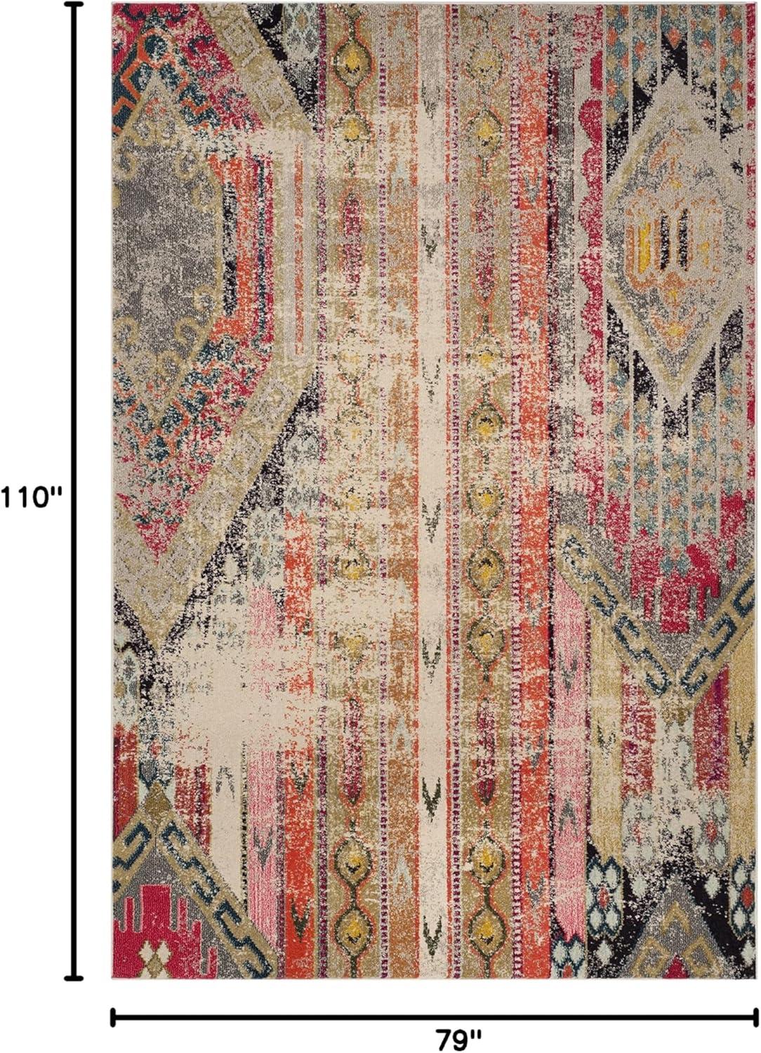 image:imageSAFAVIEH Monaco Collection Area Rug 51 x 77 Multi Boho Chic Tribal Distressed Design NonShedding amp Easy Care Ideal for High Traffic Areas in Living Room Bedroom MNC222FLight GreyMulti