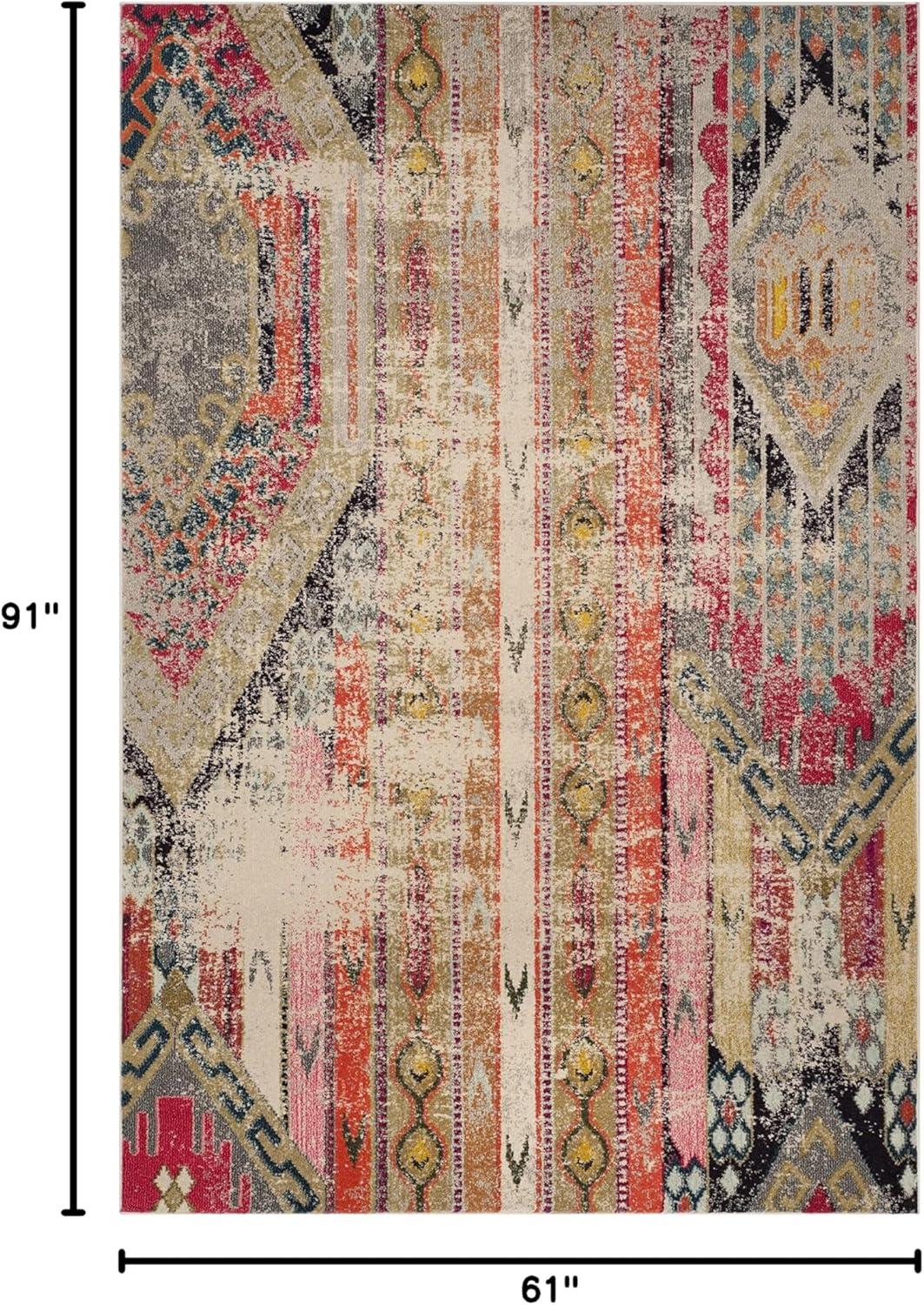 image:imageSAFAVIEH Monaco Collection Area Rug 51 x 77 Multi Boho Chic Tribal Distressed Design NonShedding amp Easy Care Ideal for High Traffic Areas in Living Room Bedroom MNC222FLight GreyMulti