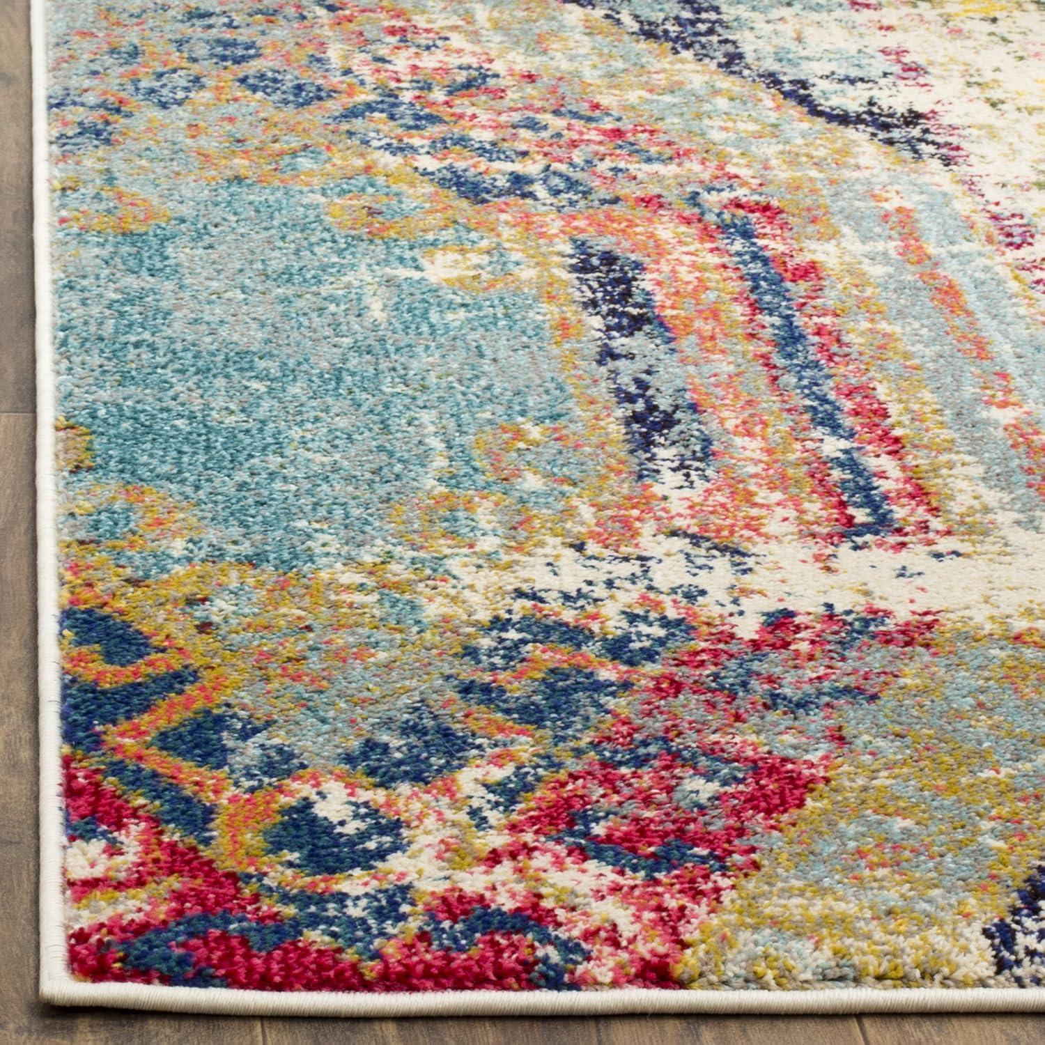 image:imageSAFAVIEH Monaco Collection Area Rug 51 x 77 Multi Boho Chic Tribal Distressed Design NonShedding amp Easy Care Ideal for High Traffic Areas in Living Room Bedroom MNC222FMulti Color