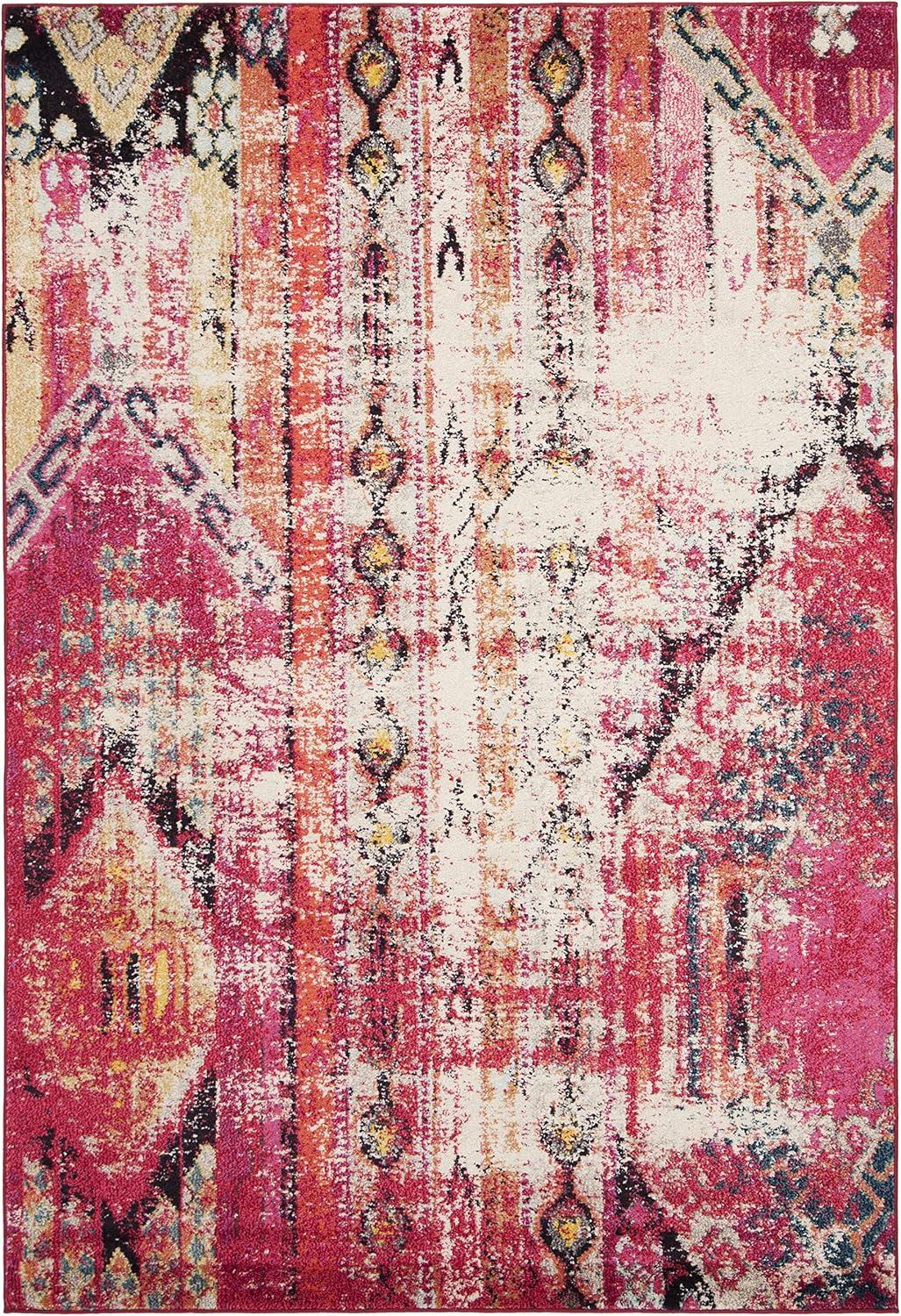 image:imageSAFAVIEH Monaco Collection Area Rug 51 x 77 Multi Boho Chic Tribal Distressed Design NonShedding amp Easy Care Ideal for High Traffic Areas in Living Room Bedroom MNC222FMagentaMulti
