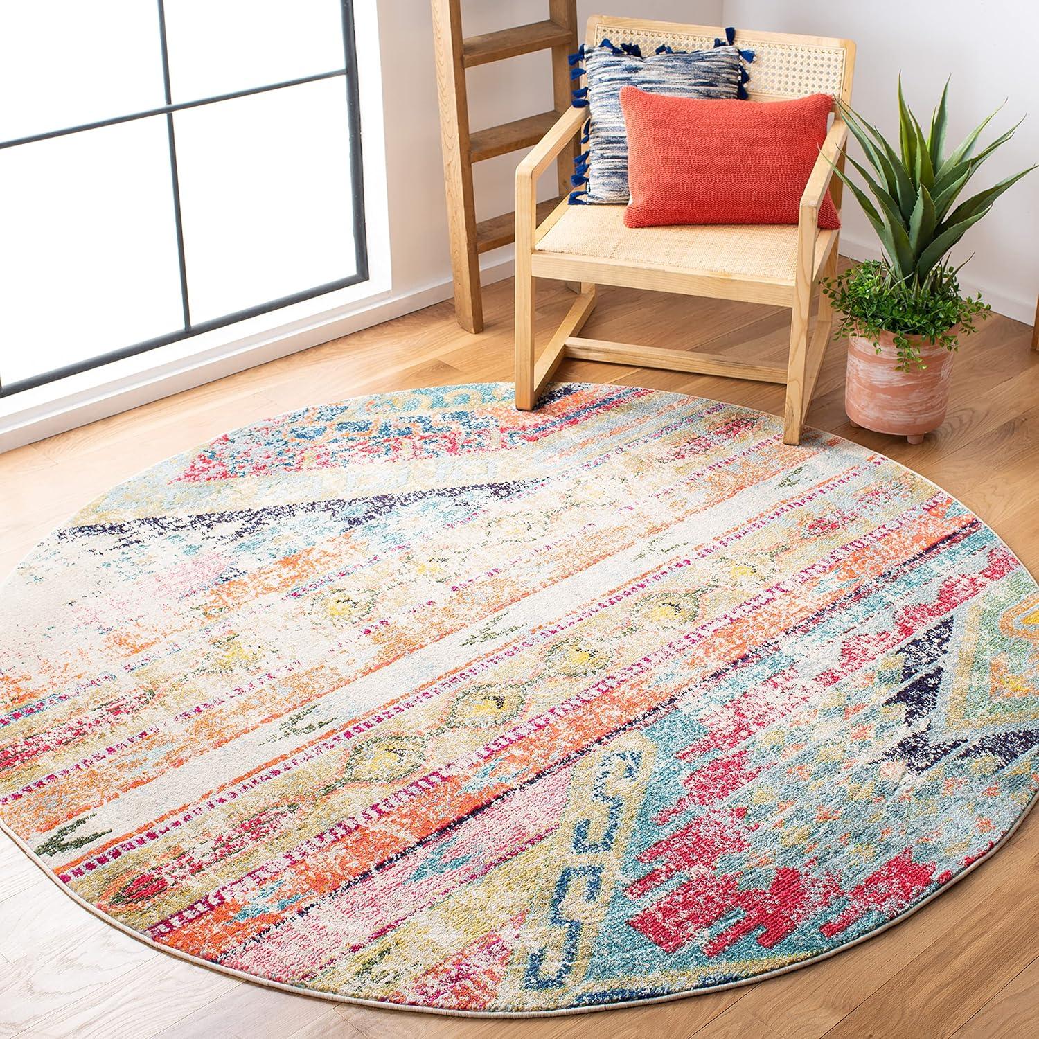 image:imageSAFAVIEH Monaco Collection Area Rug 51 x 77 Multi Boho Chic Tribal Distressed Design NonShedding amp Easy Care Ideal for High Traffic Areas in Living Room Bedroom MNC222FMulti Color
