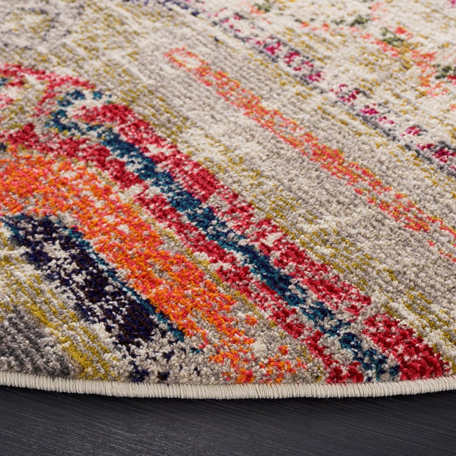 image:imageSAFAVIEH Monaco Collection Area Rug 51 x 77 Multi Boho Chic Tribal Distressed Design NonShedding amp Easy Care Ideal for High Traffic Areas in Living Room Bedroom MNC222FLight GreyMulti