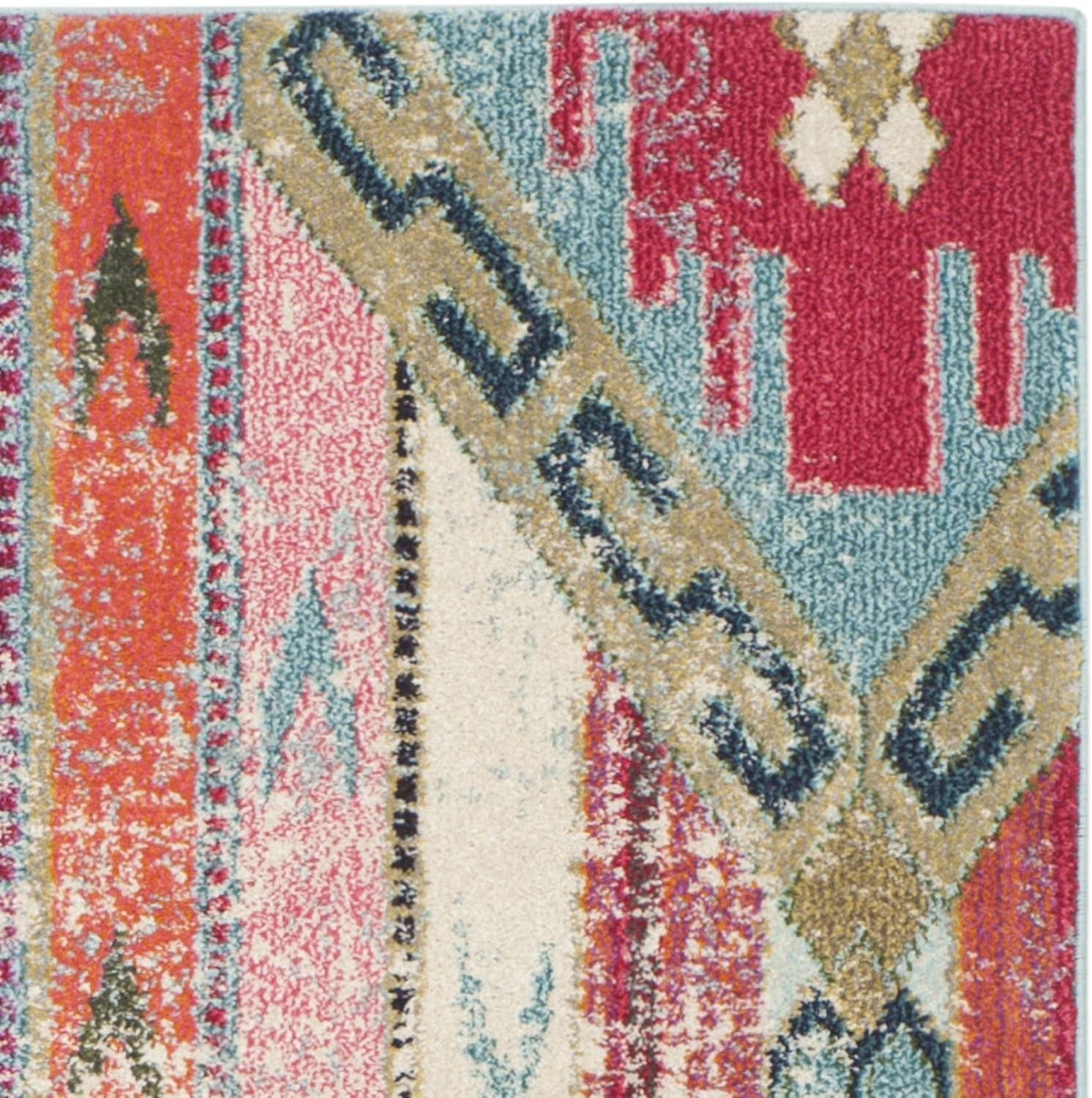 image:imageSAFAVIEH Monaco Collection Area Rug 51 x 77 Multi Boho Chic Tribal Distressed Design NonShedding amp Easy Care Ideal for High Traffic Areas in Living Room Bedroom MNC222FMulti Color