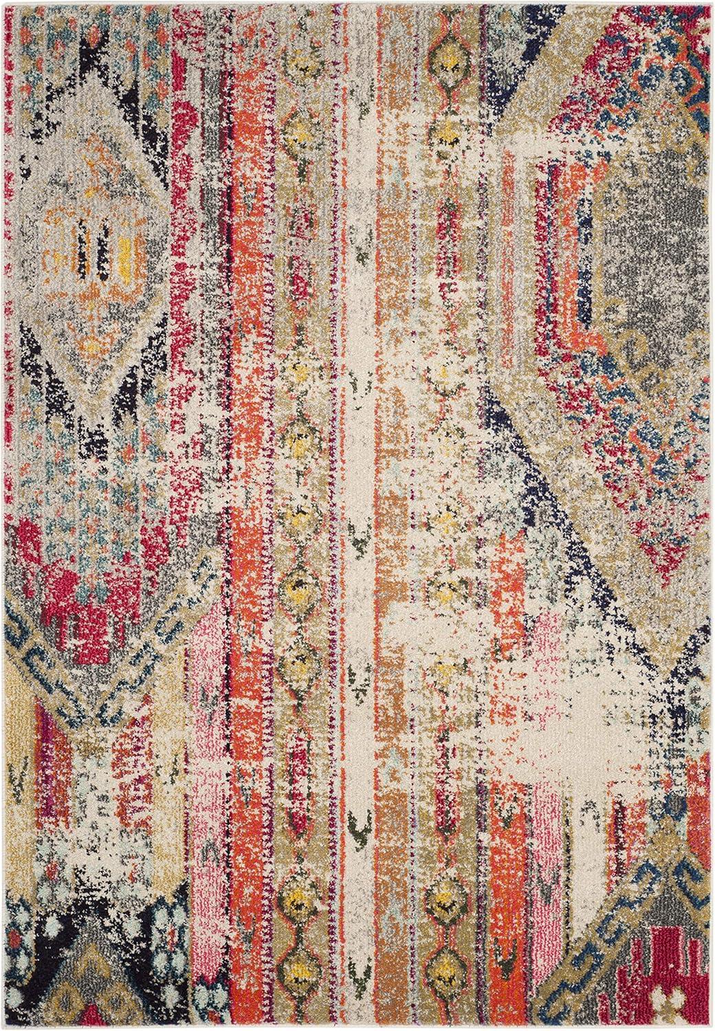 image:imageSAFAVIEH Monaco Collection Area Rug 51 x 77 Multi Boho Chic Tribal Distressed Design NonShedding amp Easy Care Ideal for High Traffic Areas in Living Room Bedroom MNC222FLight GreyMulti