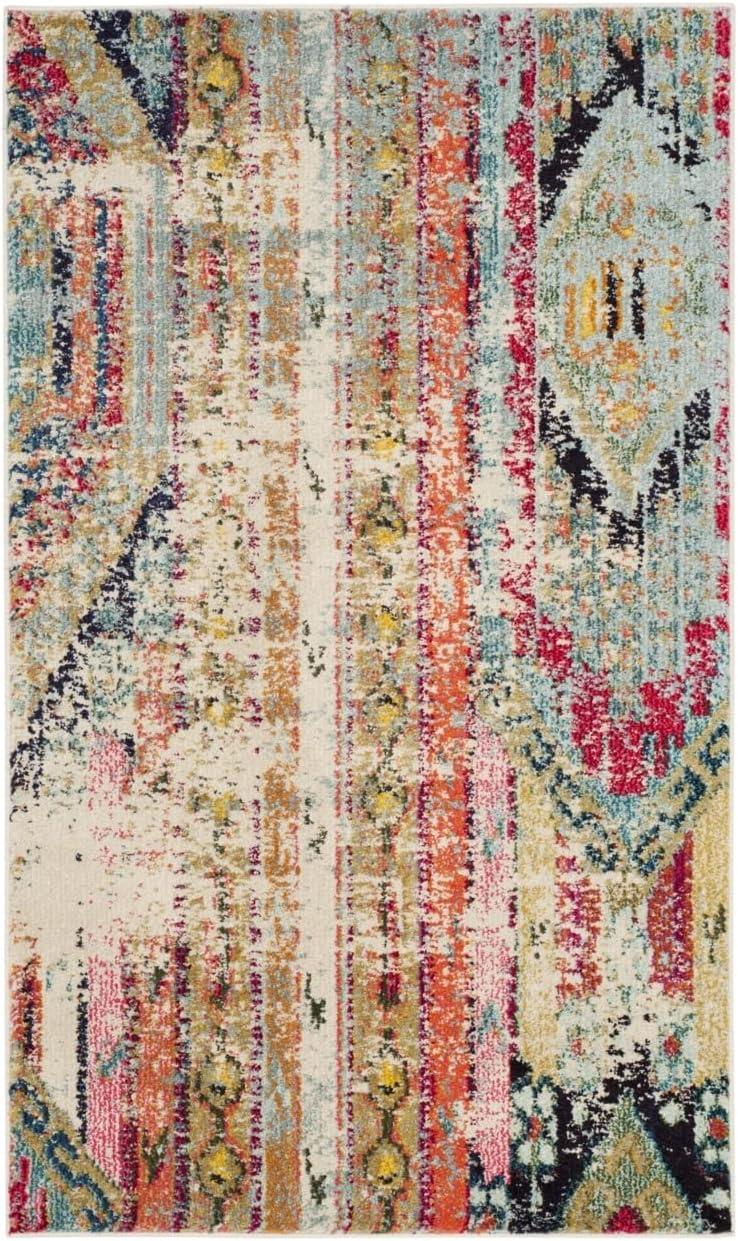 image:imageSAFAVIEH Monaco Collection Area Rug 51 x 77 Multi Boho Chic Tribal Distressed Design NonShedding amp Easy Care Ideal for High Traffic Areas in Living Room Bedroom MNC222FMulti Color