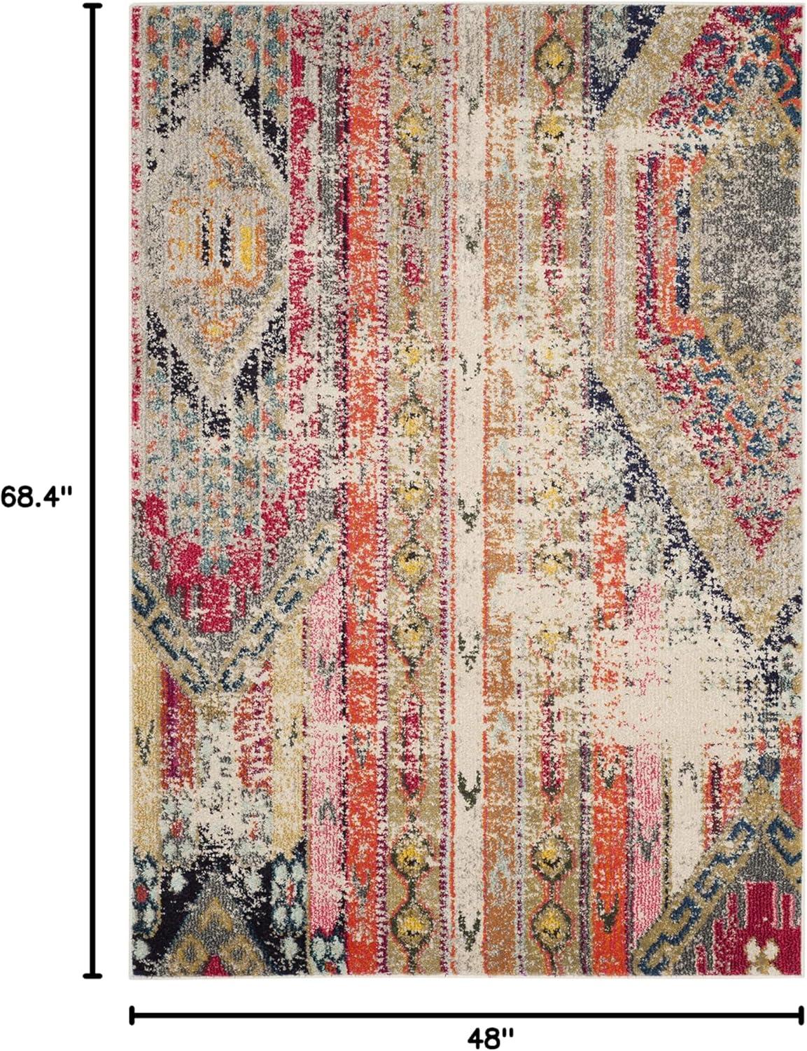 image:imageSAFAVIEH Monaco Collection Area Rug 51 x 77 Multi Boho Chic Tribal Distressed Design NonShedding amp Easy Care Ideal for High Traffic Areas in Living Room Bedroom MNC222FLight GreyMulti