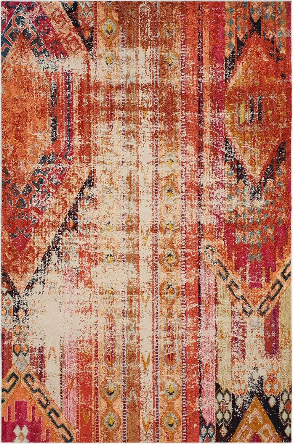 image:imageSAFAVIEH Monaco Collection Area Rug 51 x 77 Multi Boho Chic Tribal Distressed Design NonShedding amp Easy Care Ideal for High Traffic Areas in Living Room Bedroom MNC222FOrangeMulti