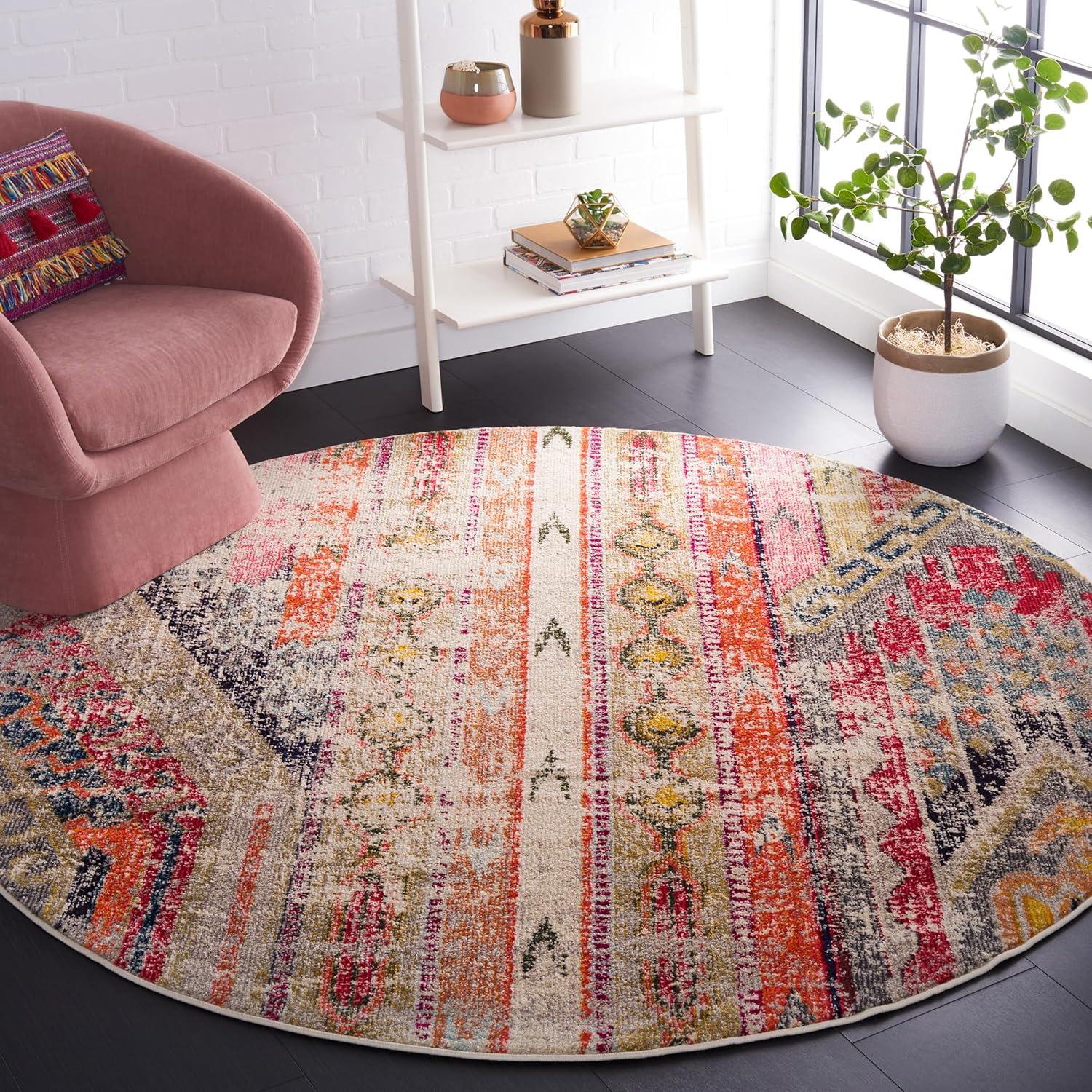 image:imageSAFAVIEH Monaco Collection Area Rug 51 x 77 Multi Boho Chic Tribal Distressed Design NonShedding amp Easy Care Ideal for High Traffic Areas in Living Room Bedroom MNC222FLight GreyMulti