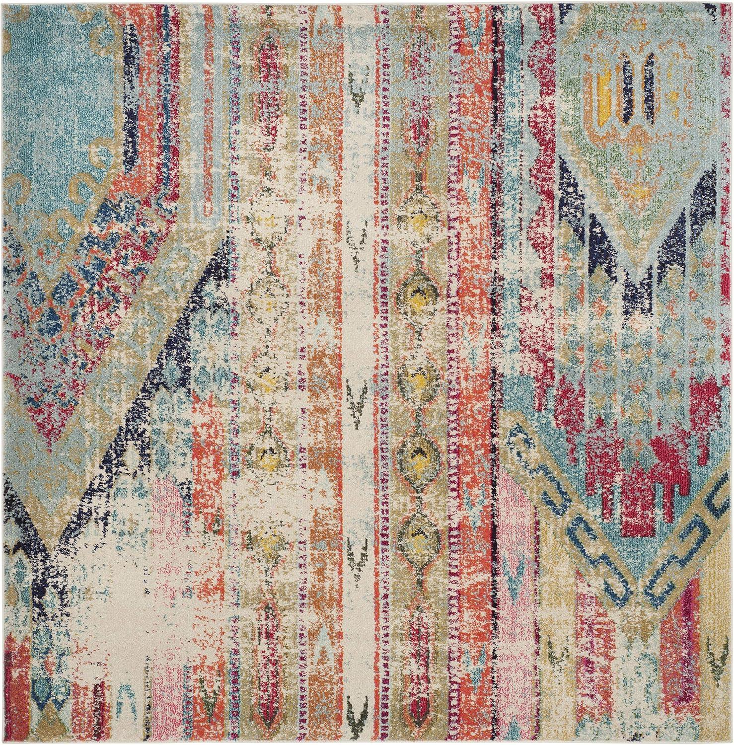 image:imageSAFAVIEH Monaco Collection Area Rug 51 x 77 Multi Boho Chic Tribal Distressed Design NonShedding amp Easy Care Ideal for High Traffic Areas in Living Room Bedroom MNC222FMulti Color
