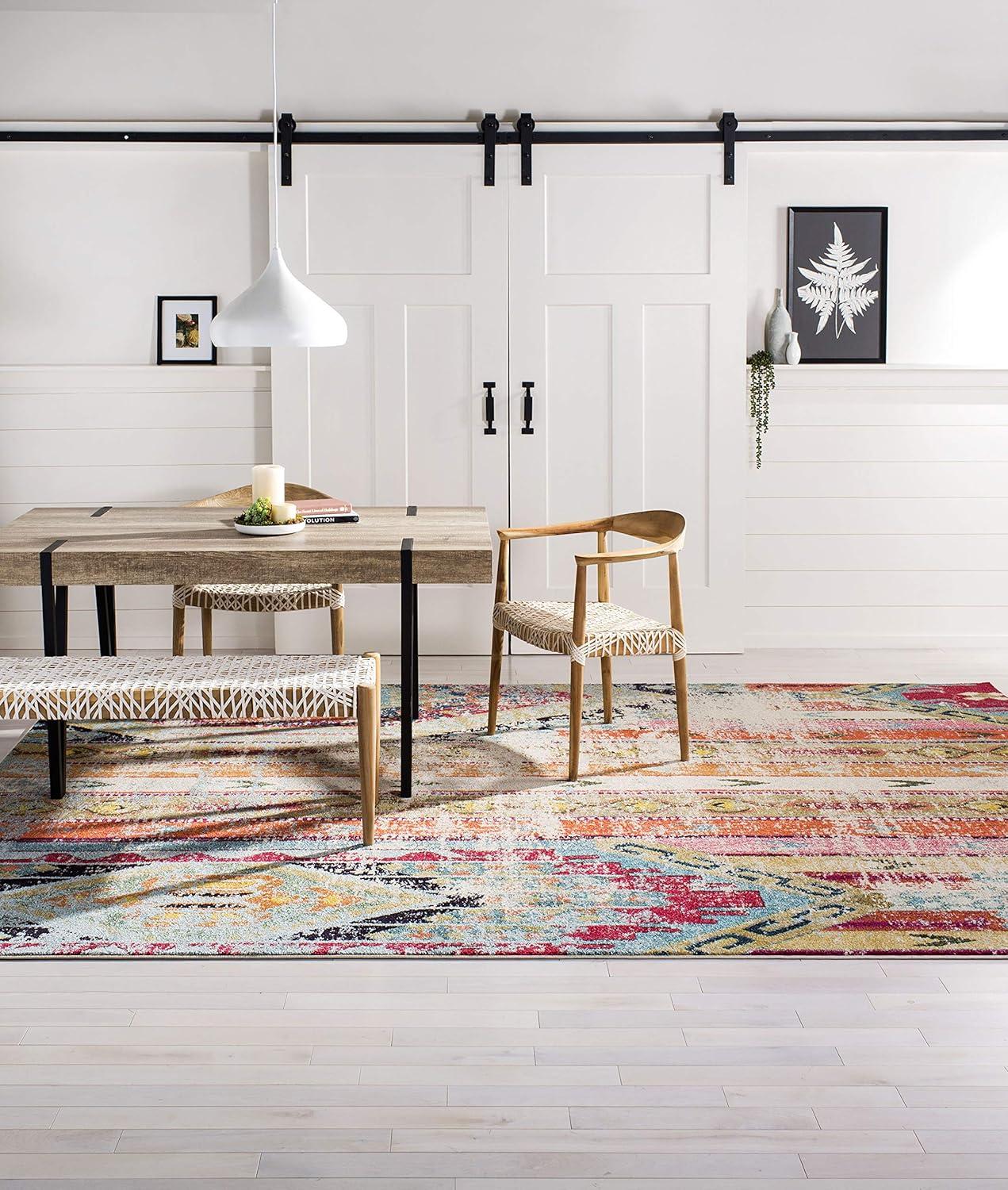 image:imageSAFAVIEH Monaco Collection Area Rug 51 x 77 Multi Boho Chic Tribal Distressed Design NonShedding amp Easy Care Ideal for High Traffic Areas in Living Room Bedroom MNC222FMulti Color