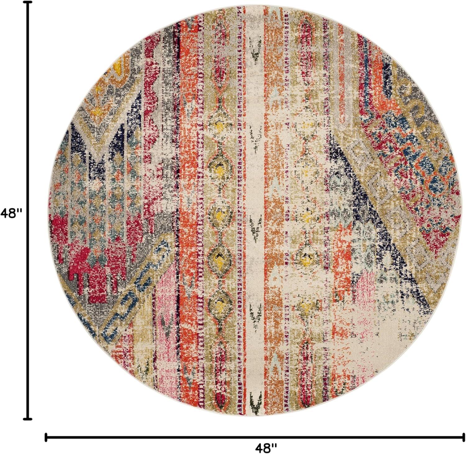 image:imageSAFAVIEH Monaco Collection Area Rug 51 x 77 Multi Boho Chic Tribal Distressed Design NonShedding amp Easy Care Ideal for High Traffic Areas in Living Room Bedroom MNC222FLight GreyMulti