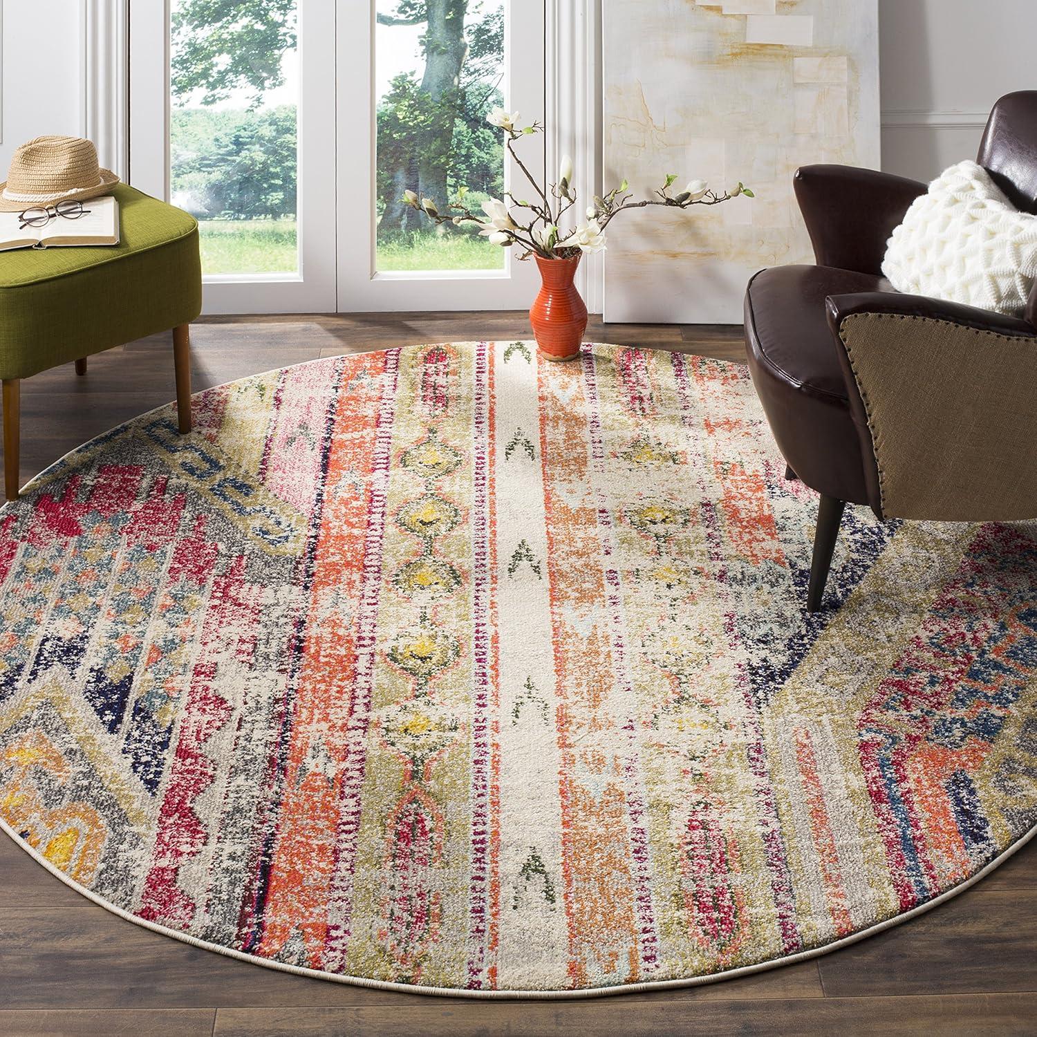 image:imageSAFAVIEH Monaco Collection Area Rug 51 x 77 Multi Boho Chic Tribal Distressed Design NonShedding amp Easy Care Ideal for High Traffic Areas in Living Room Bedroom MNC222FLight GreyMulti