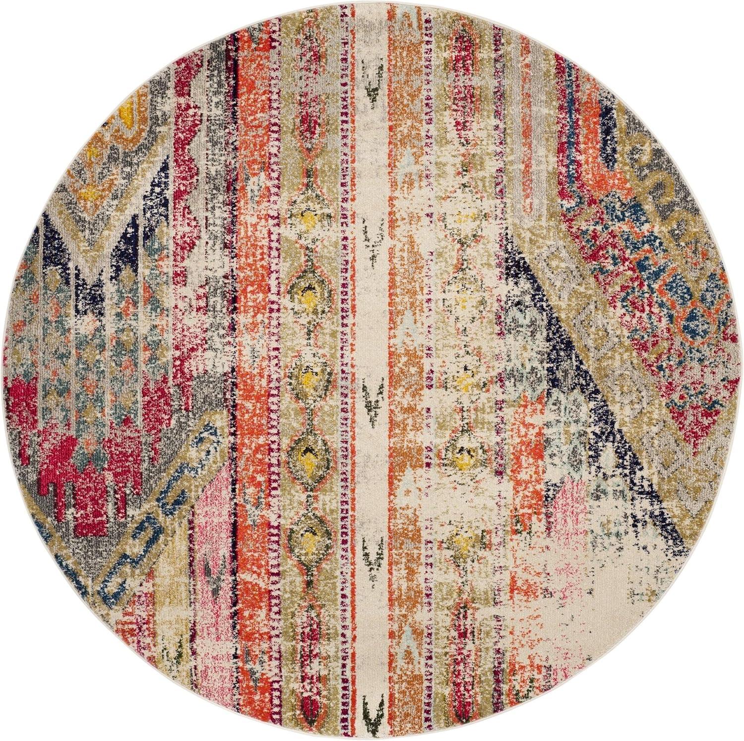 image:imageSAFAVIEH Monaco Collection Area Rug 51 x 77 Multi Boho Chic Tribal Distressed Design NonShedding amp Easy Care Ideal for High Traffic Areas in Living Room Bedroom MNC222FLight GreyMulti