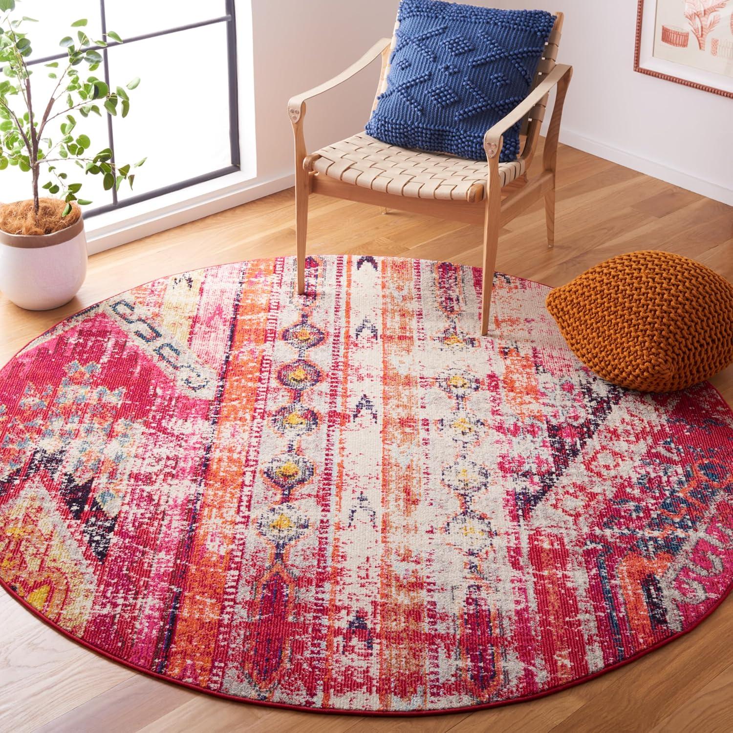 image:imageSAFAVIEH Monaco Collection Area Rug 51 x 77 Multi Boho Chic Tribal Distressed Design NonShedding amp Easy Care Ideal for High Traffic Areas in Living Room Bedroom MNC222FMagentaMulti
