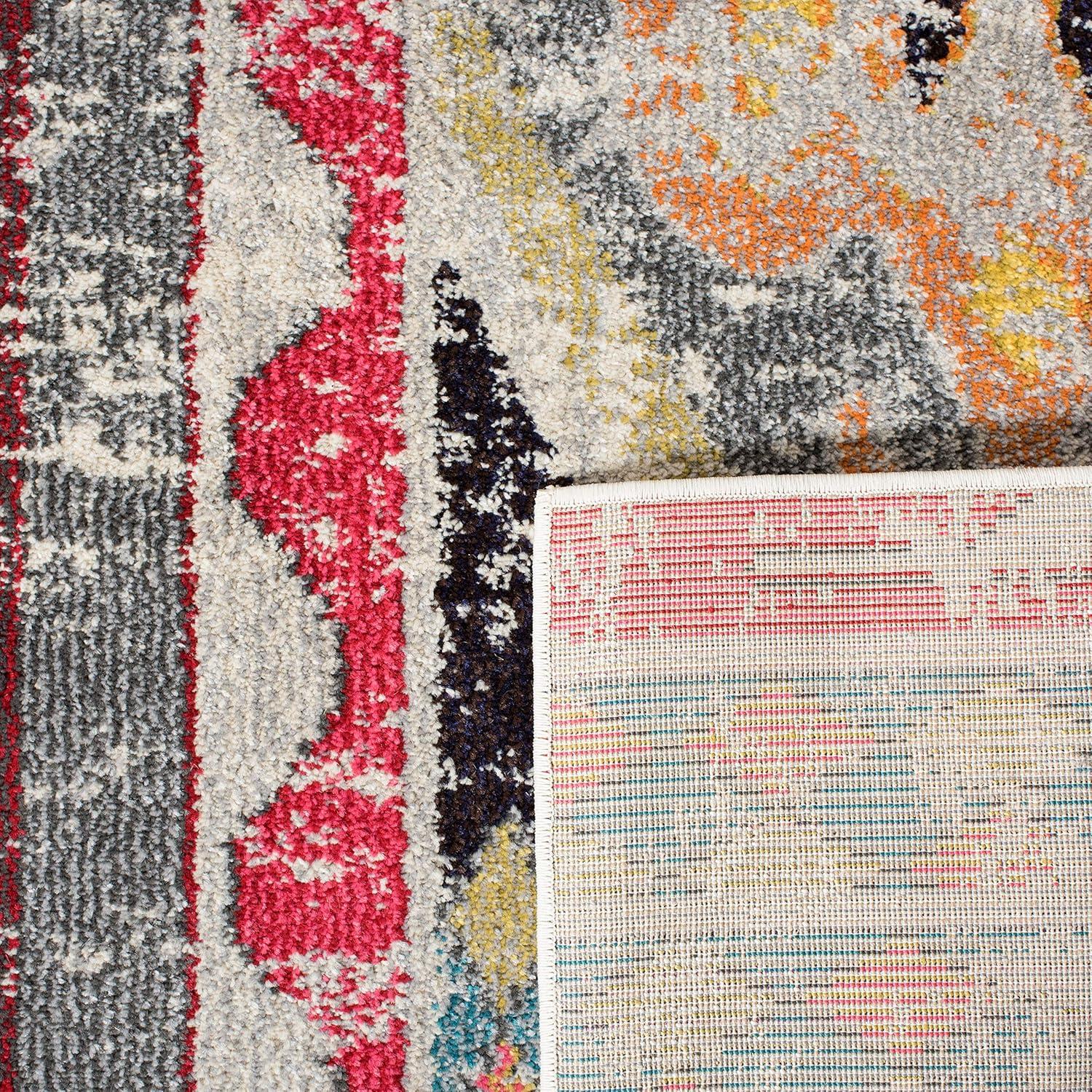 image:imageSAFAVIEH Monaco Collection Area Rug 51 x 77 Multi Boho Chic Tribal Distressed Design NonShedding amp Easy Care Ideal for High Traffic Areas in Living Room Bedroom MNC222FLight GreyMulti
