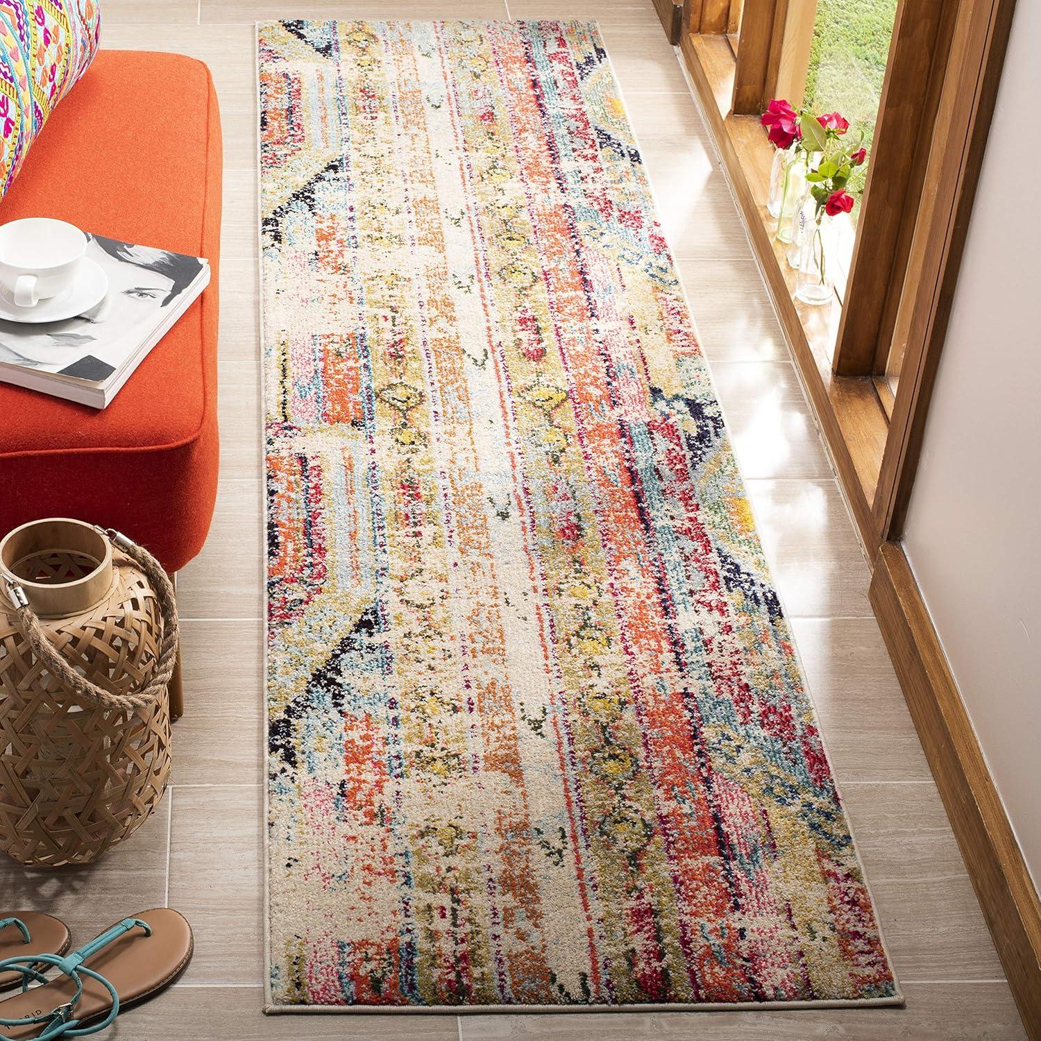 image:imageSAFAVIEH Monaco Collection Area Rug 51 x 77 Multi Boho Chic Tribal Distressed Design NonShedding amp Easy Care Ideal for High Traffic Areas in Living Room Bedroom MNC222FMulti Color