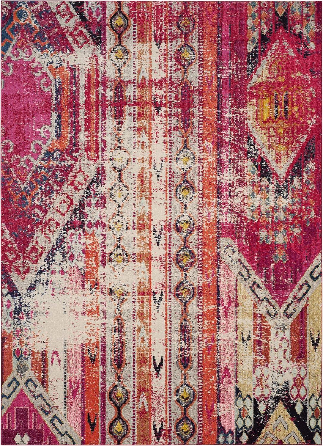 image:imageSAFAVIEH Monaco Collection Area Rug 51 x 77 Multi Boho Chic Tribal Distressed Design NonShedding amp Easy Care Ideal for High Traffic Areas in Living Room Bedroom MNC222FMagentaMulti