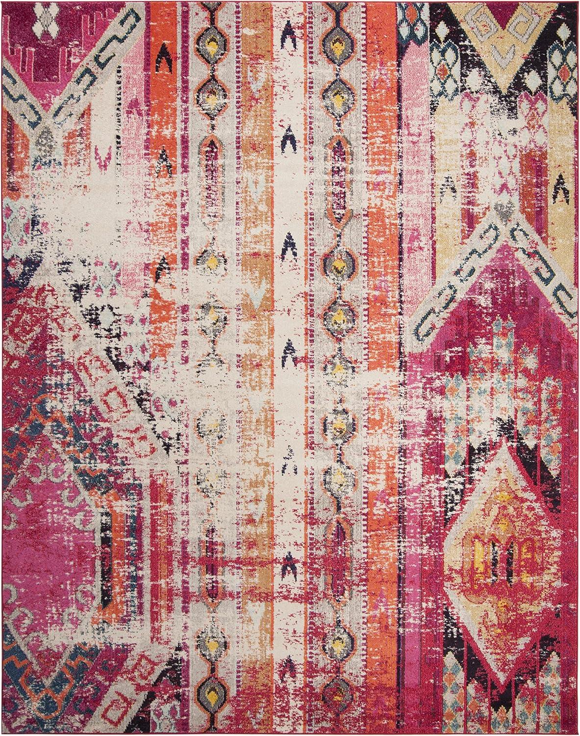 image:imageSAFAVIEH Monaco Collection Area Rug 51 x 77 Multi Boho Chic Tribal Distressed Design NonShedding amp Easy Care Ideal for High Traffic Areas in Living Room Bedroom MNC222FMagentaMulti