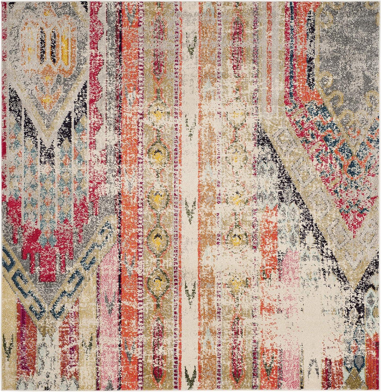 image:imageSAFAVIEH Monaco Collection Area Rug 51 x 77 Multi Boho Chic Tribal Distressed Design NonShedding amp Easy Care Ideal for High Traffic Areas in Living Room Bedroom MNC222FLight GreyMulti