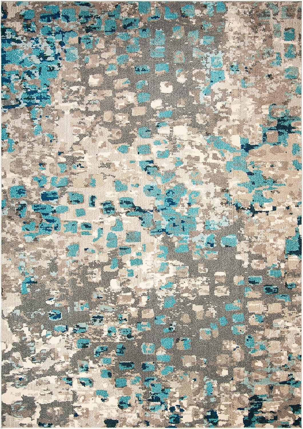 image:imageSAFAVIEH Monaco Collection Area Rug 8 x 10 Pink amp Multi Boho Chic Abstract Watercolor Design NonShedding amp Easy Care Ideal for High Traffic Areas in Living Room Bedroom MNC225DGreyLight Blue