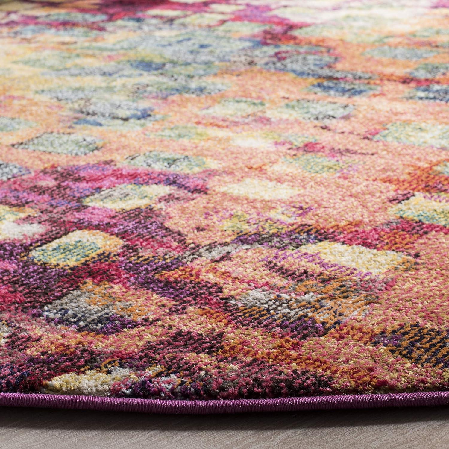 image:imageSAFAVIEH Monaco Collection Area Rug 8 x 10 Pink amp Multi Boho Chic Abstract Watercolor Design NonShedding amp Easy Care Ideal for High Traffic Areas in Living Room Bedroom MNC225DPinkMulti