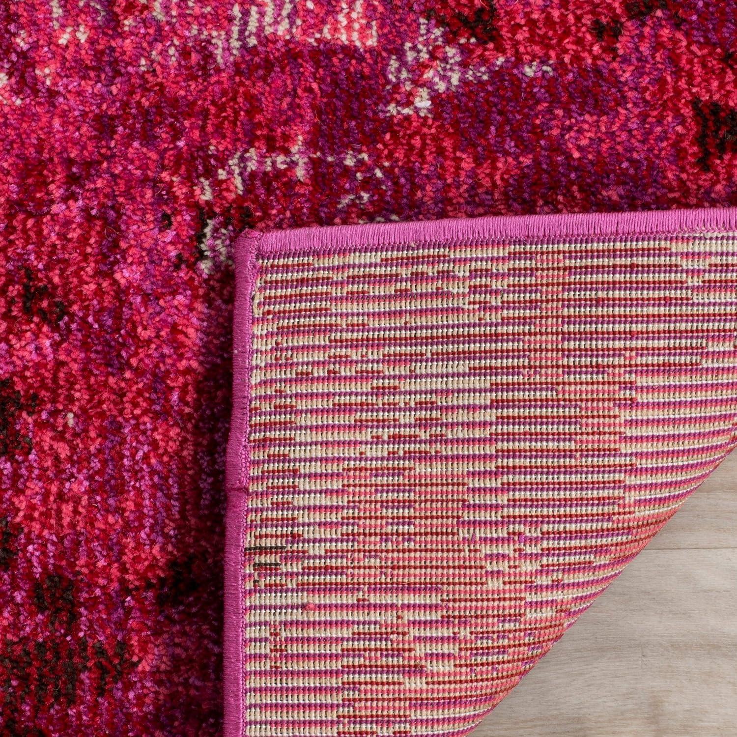image:imageSAFAVIEH Monaco Collection Area Rug 8 x 10 Pink amp Multi Boho Chic Abstract Watercolor Design NonShedding amp Easy Care Ideal for High Traffic Areas in Living Room Bedroom MNC225DFuchsia
