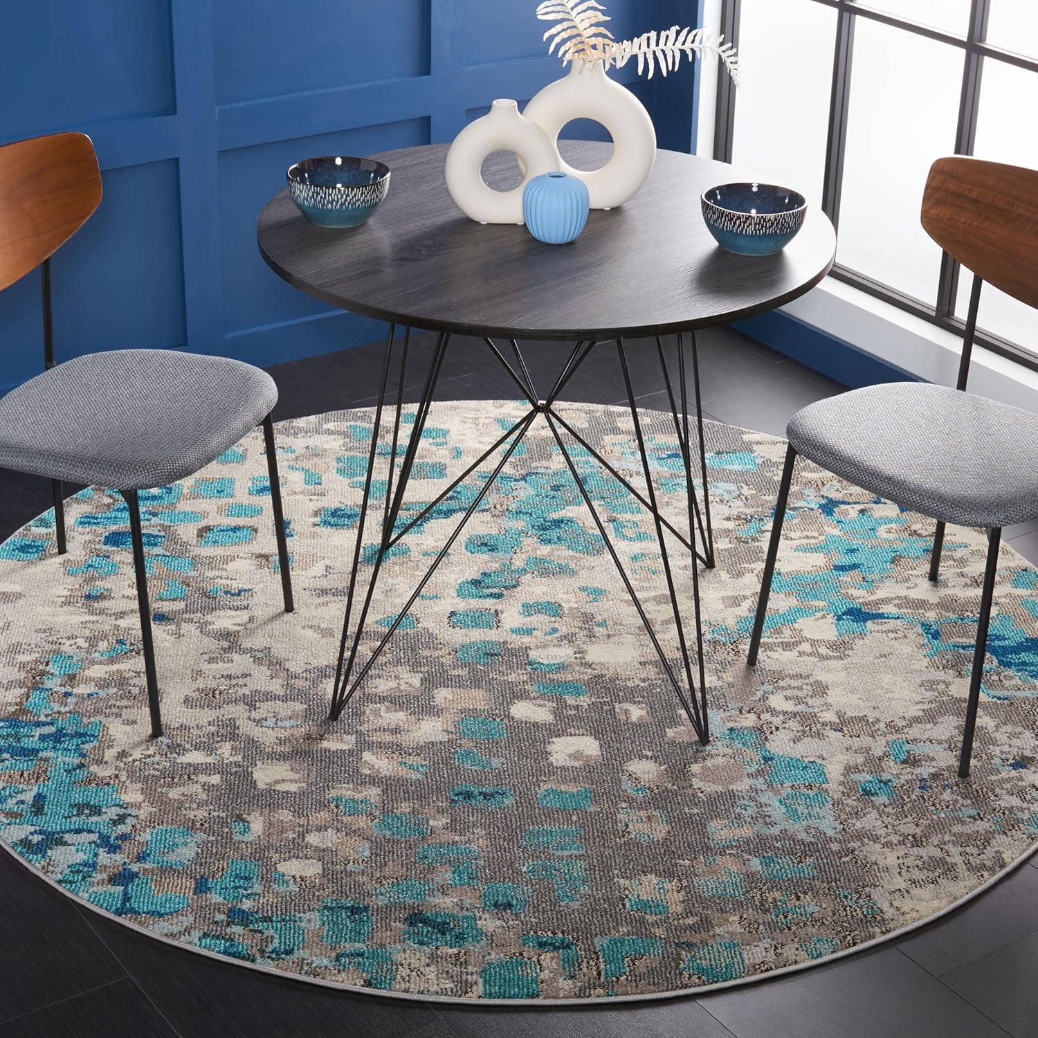 image:imageSAFAVIEH Monaco Collection Area Rug 8 x 10 Pink amp Multi Boho Chic Abstract Watercolor Design NonShedding amp Easy Care Ideal for High Traffic Areas in Living Room Bedroom MNC225DGreyLight Blue