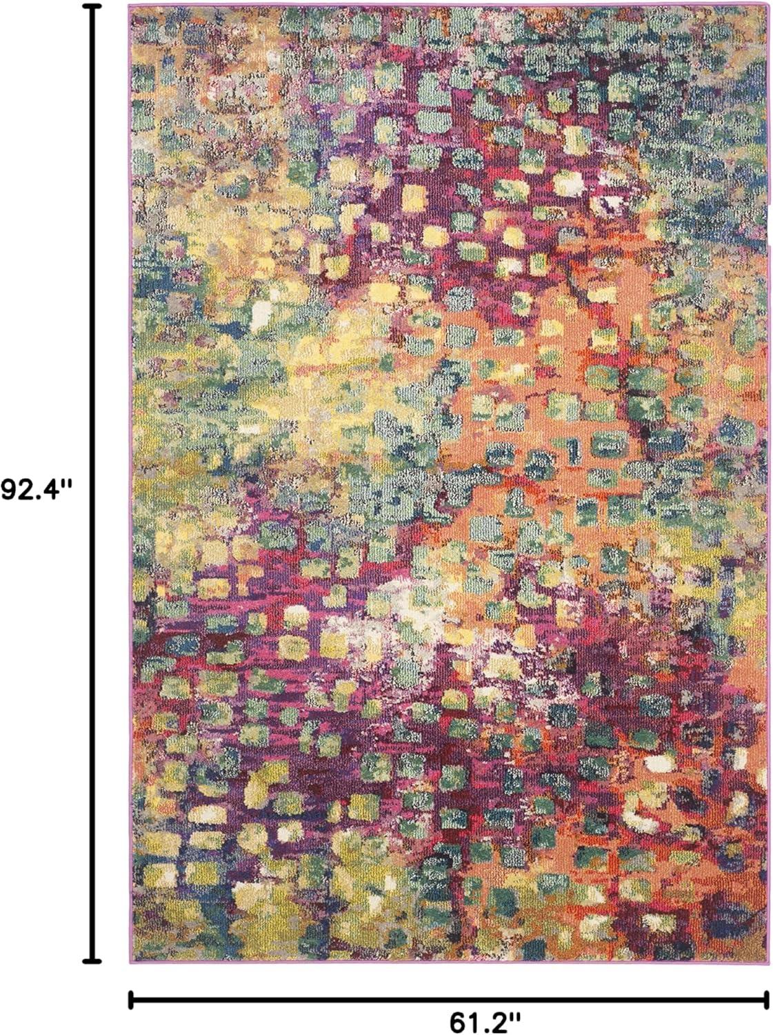 image:imageSAFAVIEH Monaco Collection Area Rug 8 x 10 Pink amp Multi Boho Chic Abstract Watercolor Design NonShedding amp Easy Care Ideal for High Traffic Areas in Living Room Bedroom MNC225DPinkMulti