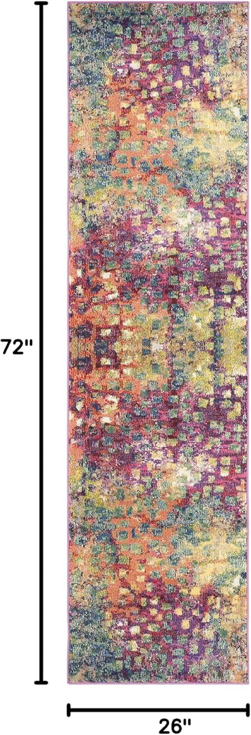 image:imageSAFAVIEH Monaco Collection Area Rug 8 x 10 Pink amp Multi Boho Chic Abstract Watercolor Design NonShedding amp Easy Care Ideal for High Traffic Areas in Living Room Bedroom MNC225DPinkMulti