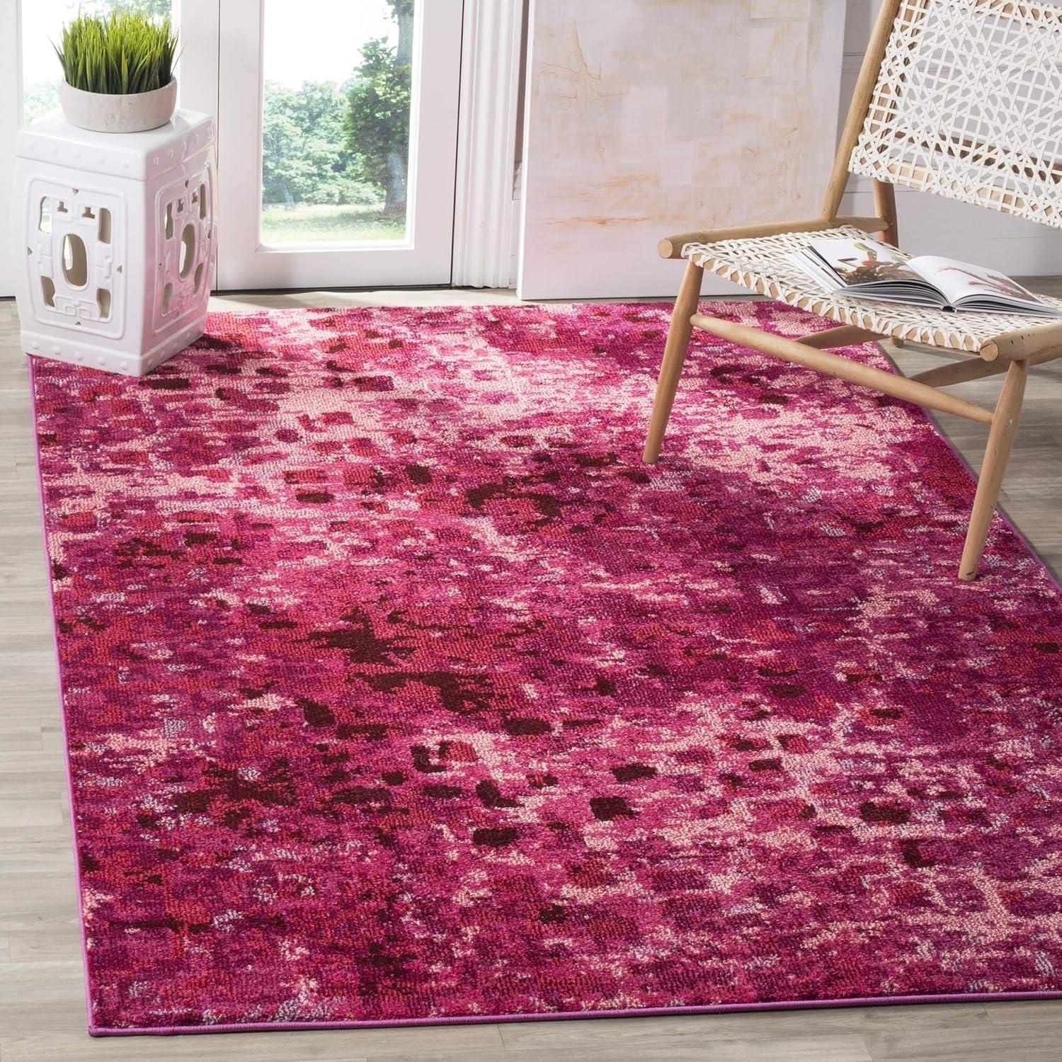 image:imageSAFAVIEH Monaco Collection Area Rug 8 x 10 Pink amp Multi Boho Chic Abstract Watercolor Design NonShedding amp Easy Care Ideal for High Traffic Areas in Living Room Bedroom MNC225DFuchsia