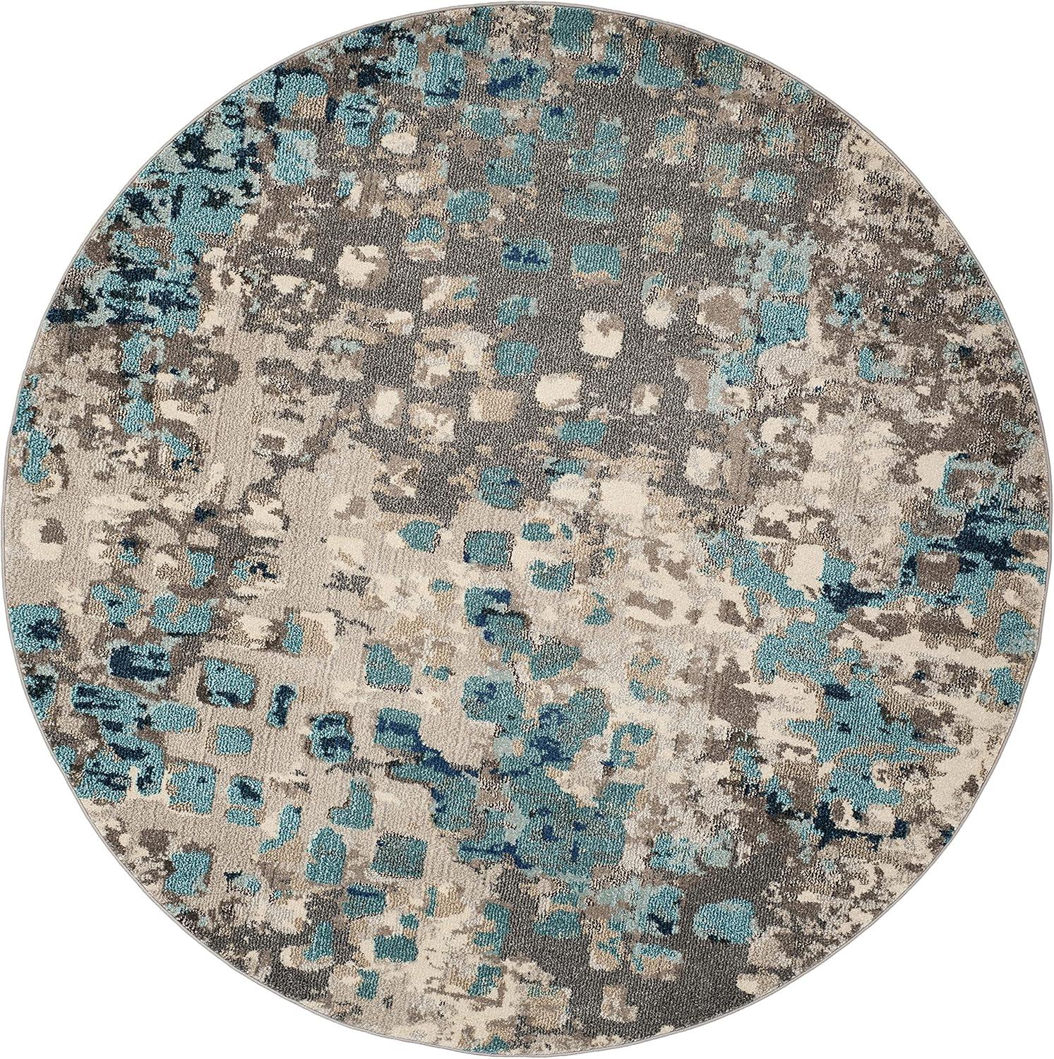 image:imageSAFAVIEH Monaco Collection Area Rug 8 x 10 Pink amp Multi Boho Chic Abstract Watercolor Design NonShedding amp Easy Care Ideal for High Traffic Areas in Living Room Bedroom MNC225DGreyLight Blue