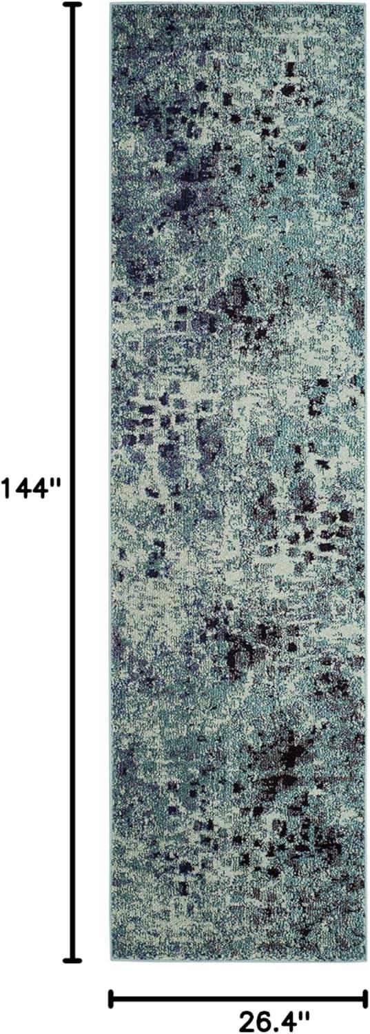 image:imageSAFAVIEH Monaco Collection Area Rug 8 x 10 Pink amp Multi Boho Chic Abstract Watercolor Design NonShedding amp Easy Care Ideal for High Traffic Areas in Living Room Bedroom MNC225DLight BlueMulti