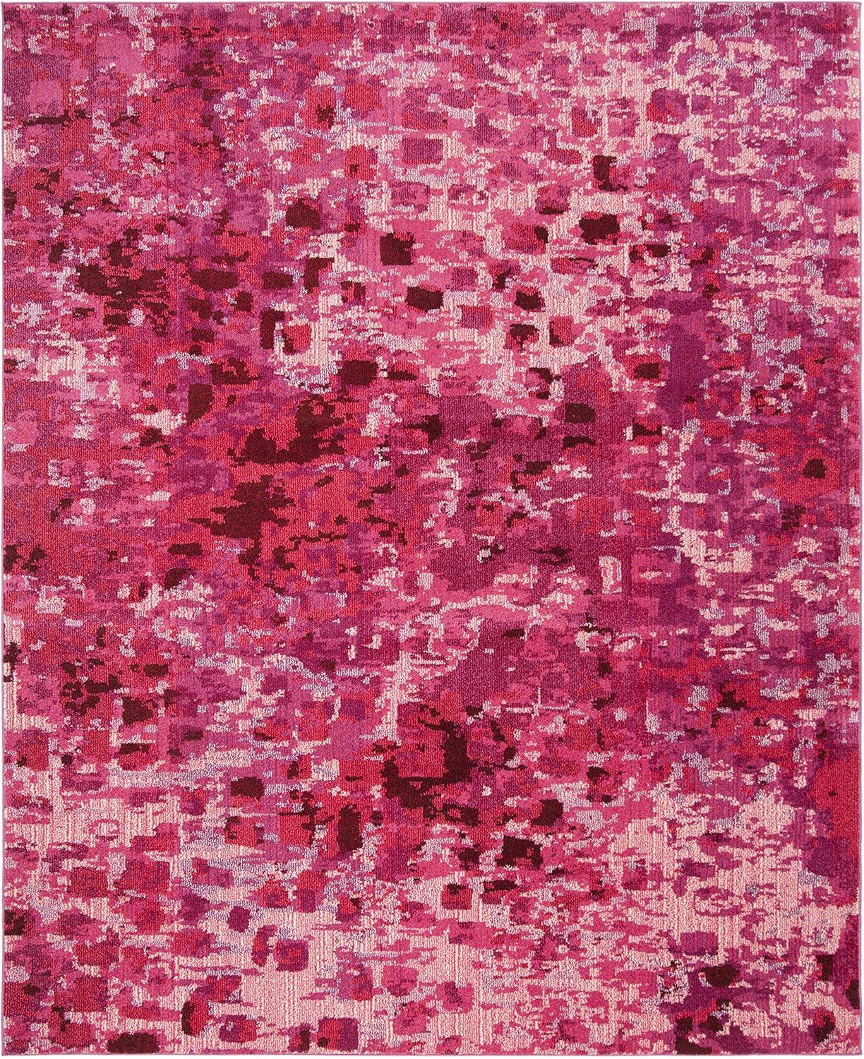 image:imageSAFAVIEH Monaco Collection Area Rug 8 x 10 Pink amp Multi Boho Chic Abstract Watercolor Design NonShedding amp Easy Care Ideal for High Traffic Areas in Living Room Bedroom MNC225DFuchsia