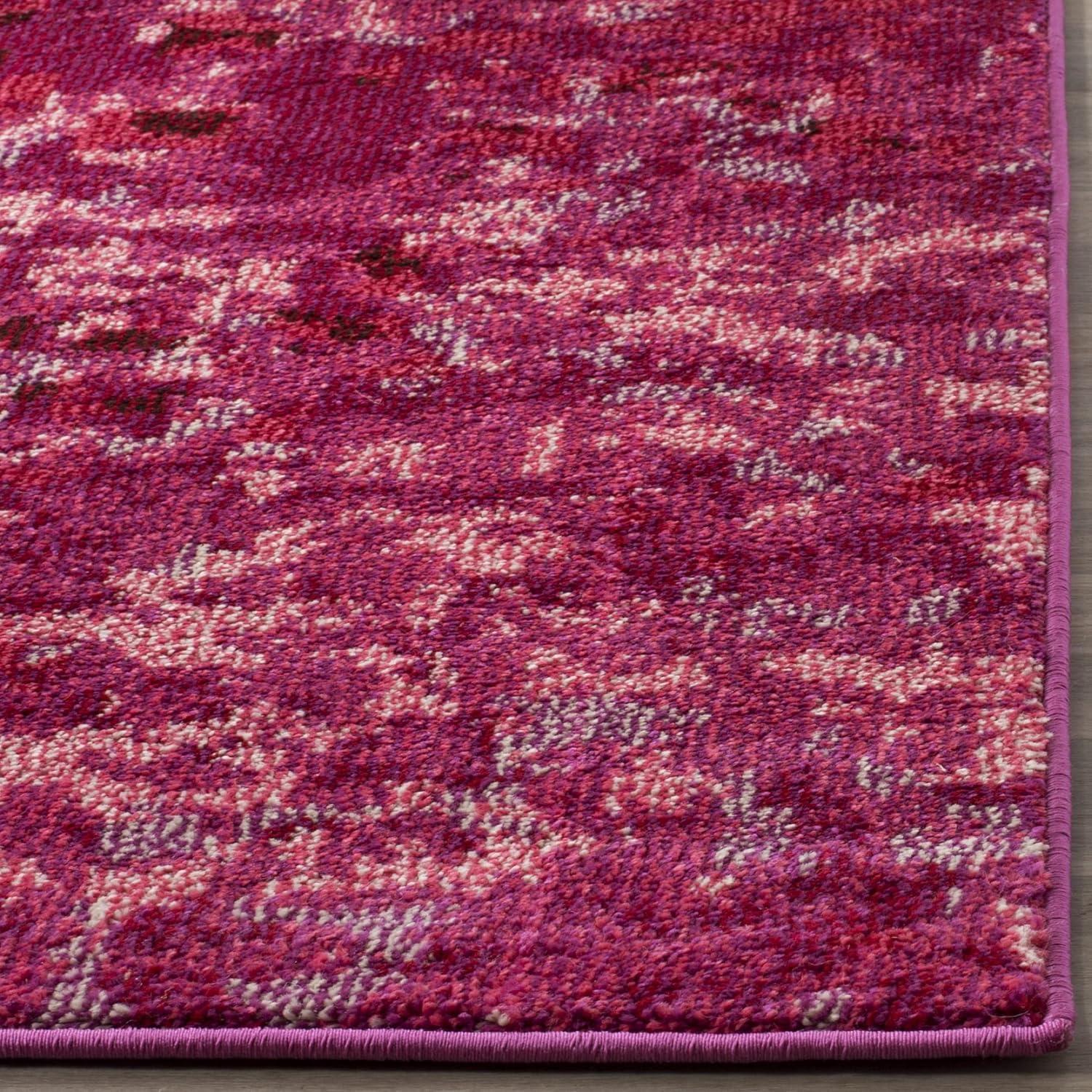 image:imageSAFAVIEH Monaco Collection Area Rug 8 x 10 Pink amp Multi Boho Chic Abstract Watercolor Design NonShedding amp Easy Care Ideal for High Traffic Areas in Living Room Bedroom MNC225DFuchsia