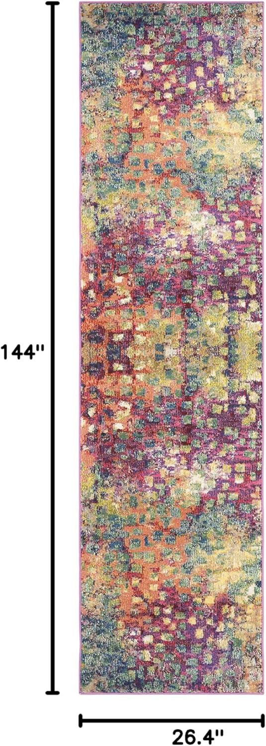 image:imageSAFAVIEH Monaco Collection Area Rug 8 x 10 Pink amp Multi Boho Chic Abstract Watercolor Design NonShedding amp Easy Care Ideal for High Traffic Areas in Living Room Bedroom MNC225DPinkMulti