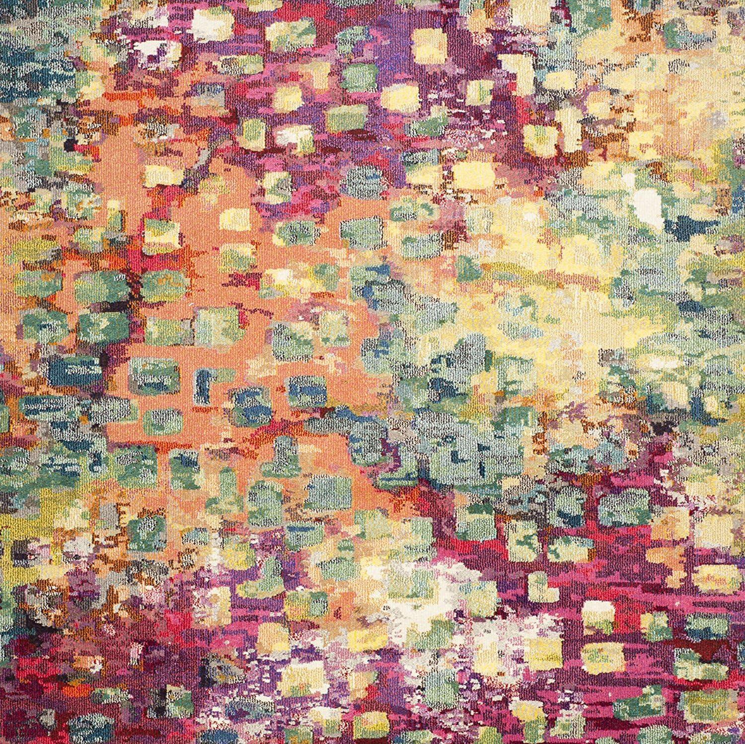 image:imageSAFAVIEH Monaco Collection Area Rug 8 x 10 Pink amp Multi Boho Chic Abstract Watercolor Design NonShedding amp Easy Care Ideal for High Traffic Areas in Living Room Bedroom MNC225DPinkMulti