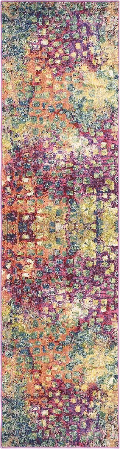 image:imageSAFAVIEH Monaco Collection Area Rug 8 x 10 Pink amp Multi Boho Chic Abstract Watercolor Design NonShedding amp Easy Care Ideal for High Traffic Areas in Living Room Bedroom MNC225DPinkMulti