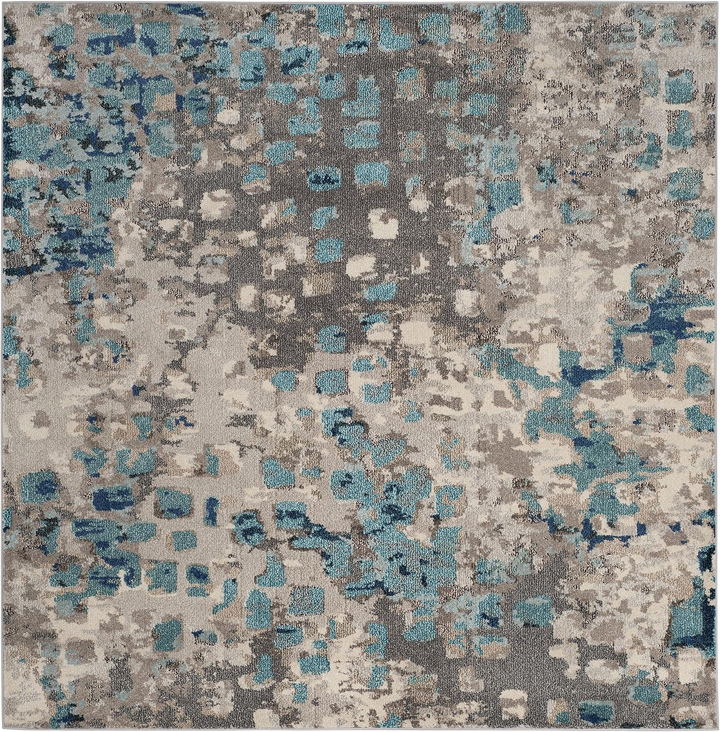 image:imageSAFAVIEH Monaco Collection Area Rug 8 x 10 Pink amp Multi Boho Chic Abstract Watercolor Design NonShedding amp Easy Care Ideal for High Traffic Areas in Living Room Bedroom MNC225DGreyLight Blue