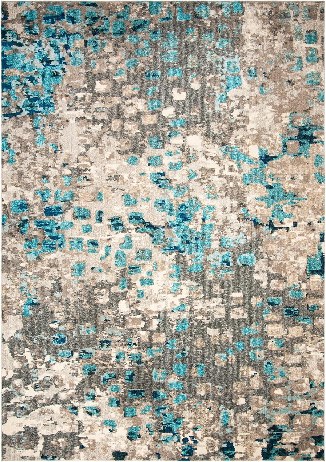 image:imageSAFAVIEH Monaco Collection Area Rug 8 x 10 Pink amp Multi Boho Chic Abstract Watercolor Design NonShedding amp Easy Care Ideal for High Traffic Areas in Living Room Bedroom MNC225DGreyLight Blue