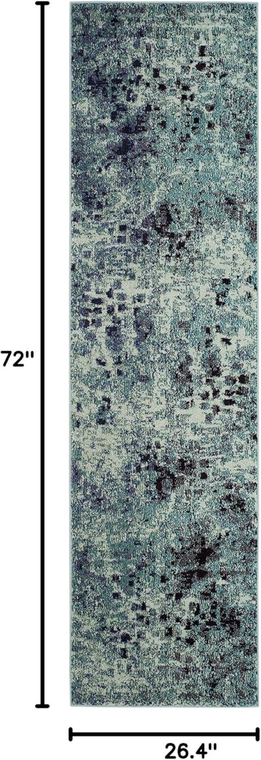 image:imageSAFAVIEH Monaco Collection Area Rug 8 x 10 Pink amp Multi Boho Chic Abstract Watercolor Design NonShedding amp Easy Care Ideal for High Traffic Areas in Living Room Bedroom MNC225DLight BlueMulti