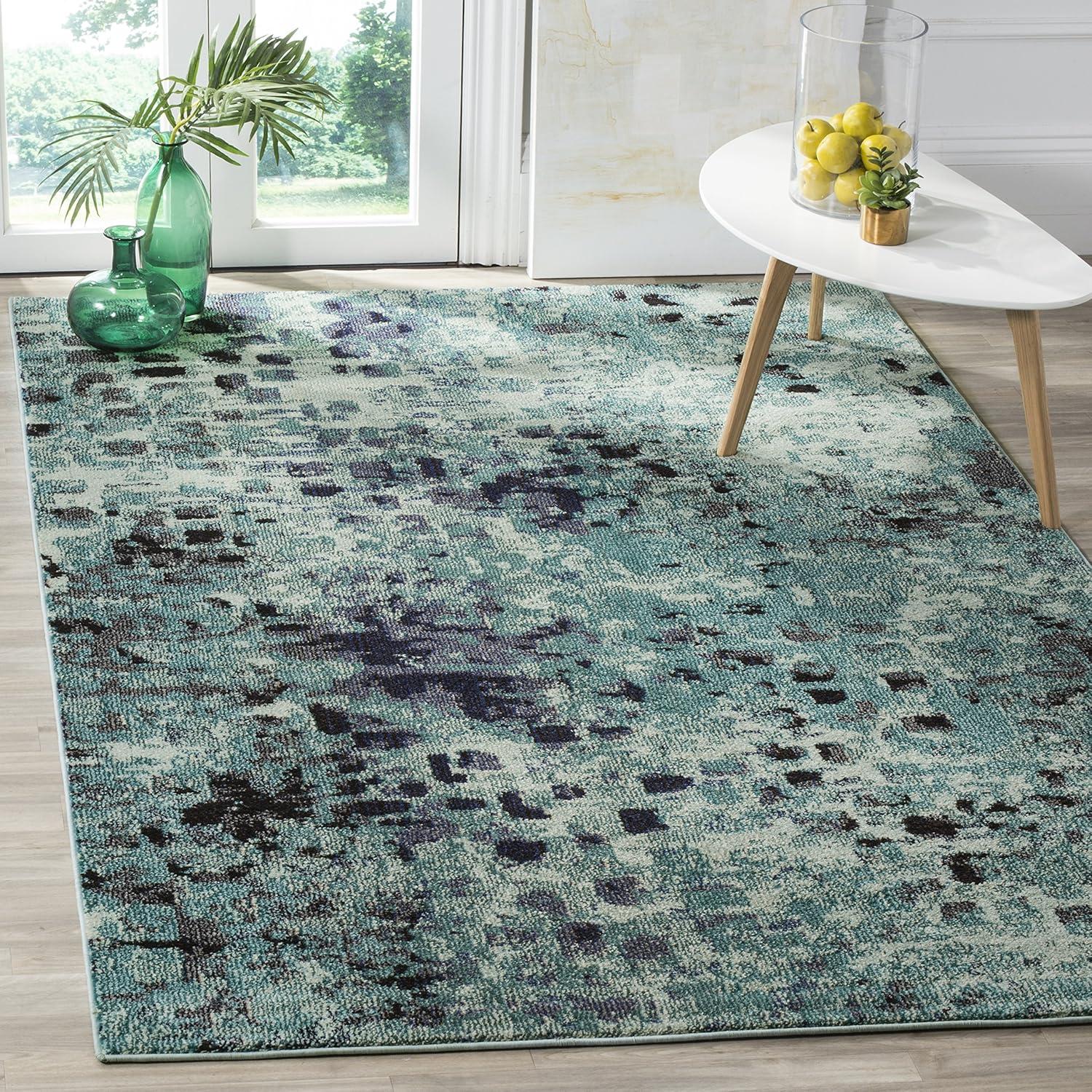 image:imageSAFAVIEH Monaco Collection Area Rug 8 x 10 Pink amp Multi Boho Chic Abstract Watercolor Design NonShedding amp Easy Care Ideal for High Traffic Areas in Living Room Bedroom MNC225DLight BlueMulti
