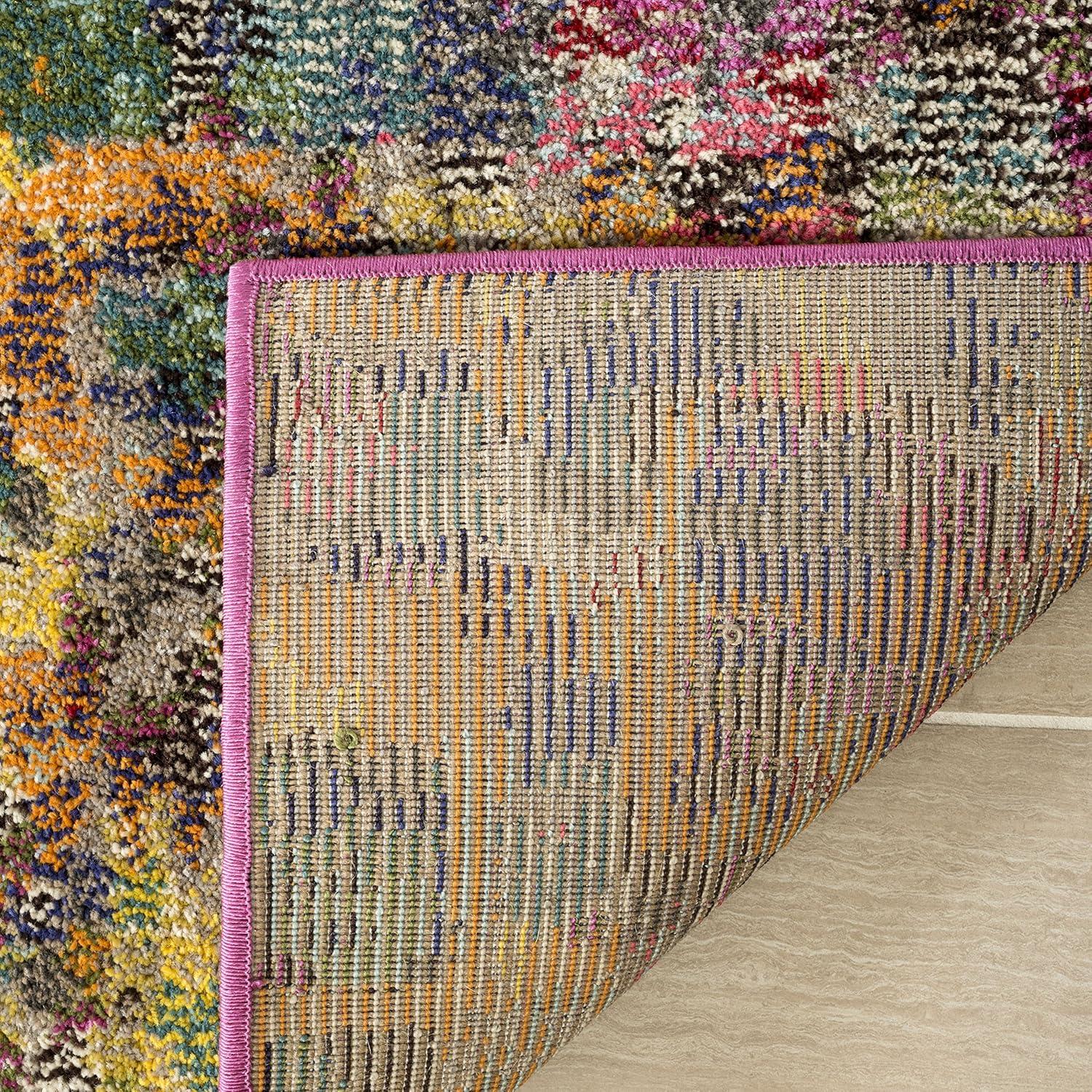 image:imageSAFAVIEH Monaco Collection Area Rug 8 x 10 Pink amp Multi Boho Chic Abstract Watercolor Design NonShedding amp Easy Care Ideal for High Traffic Areas in Living Room Bedroom MNC225DPinkMulti